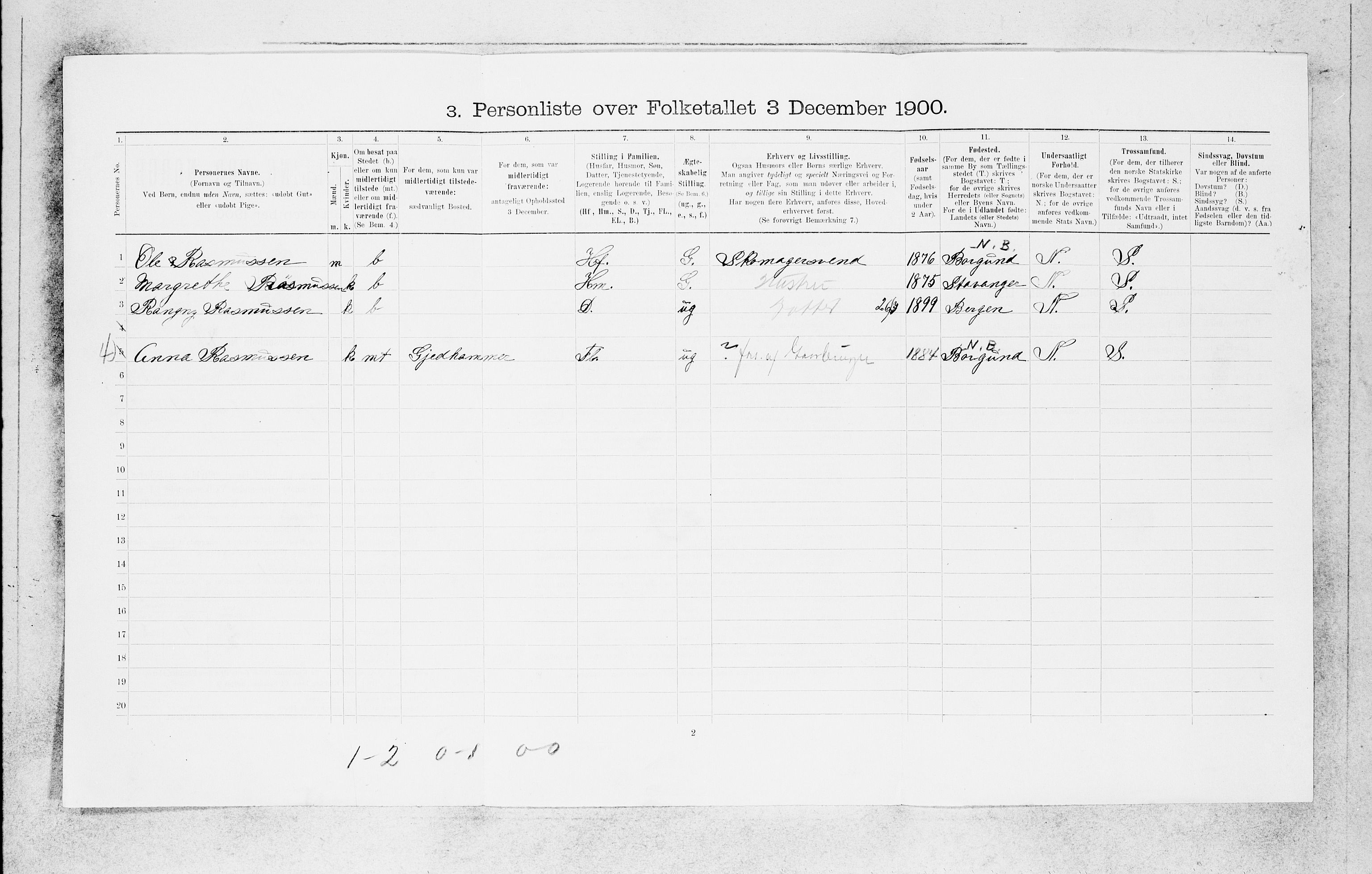 SAB, 1900 census for Bergen, 1900, p. 21685