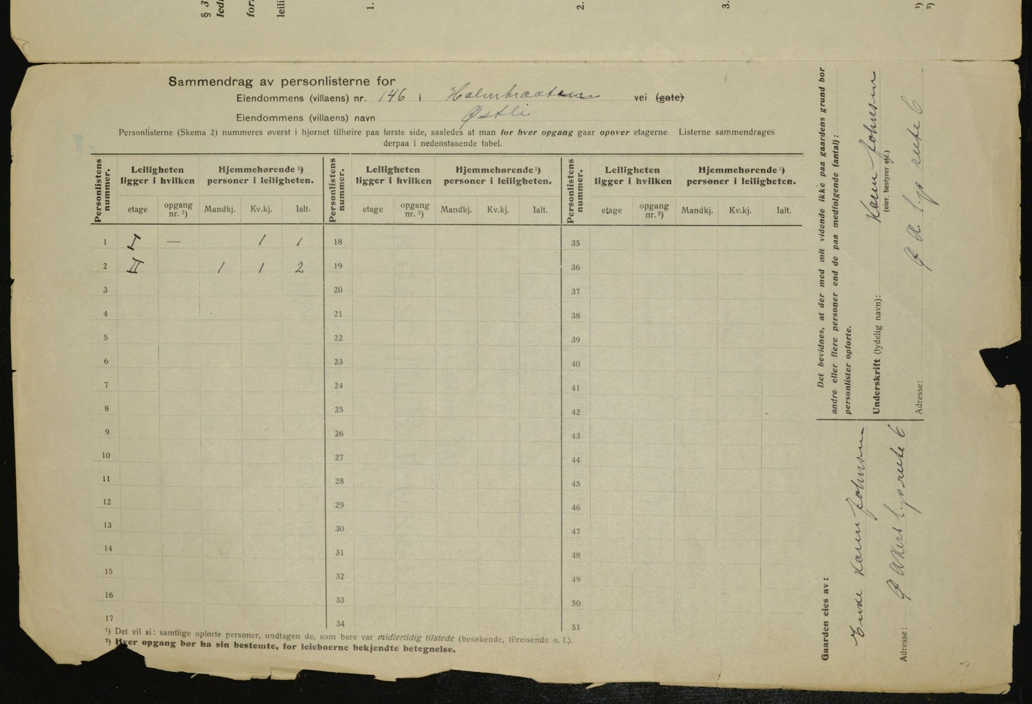 OBA, Municipal Census 1917 for Aker, 1917, p. 22953