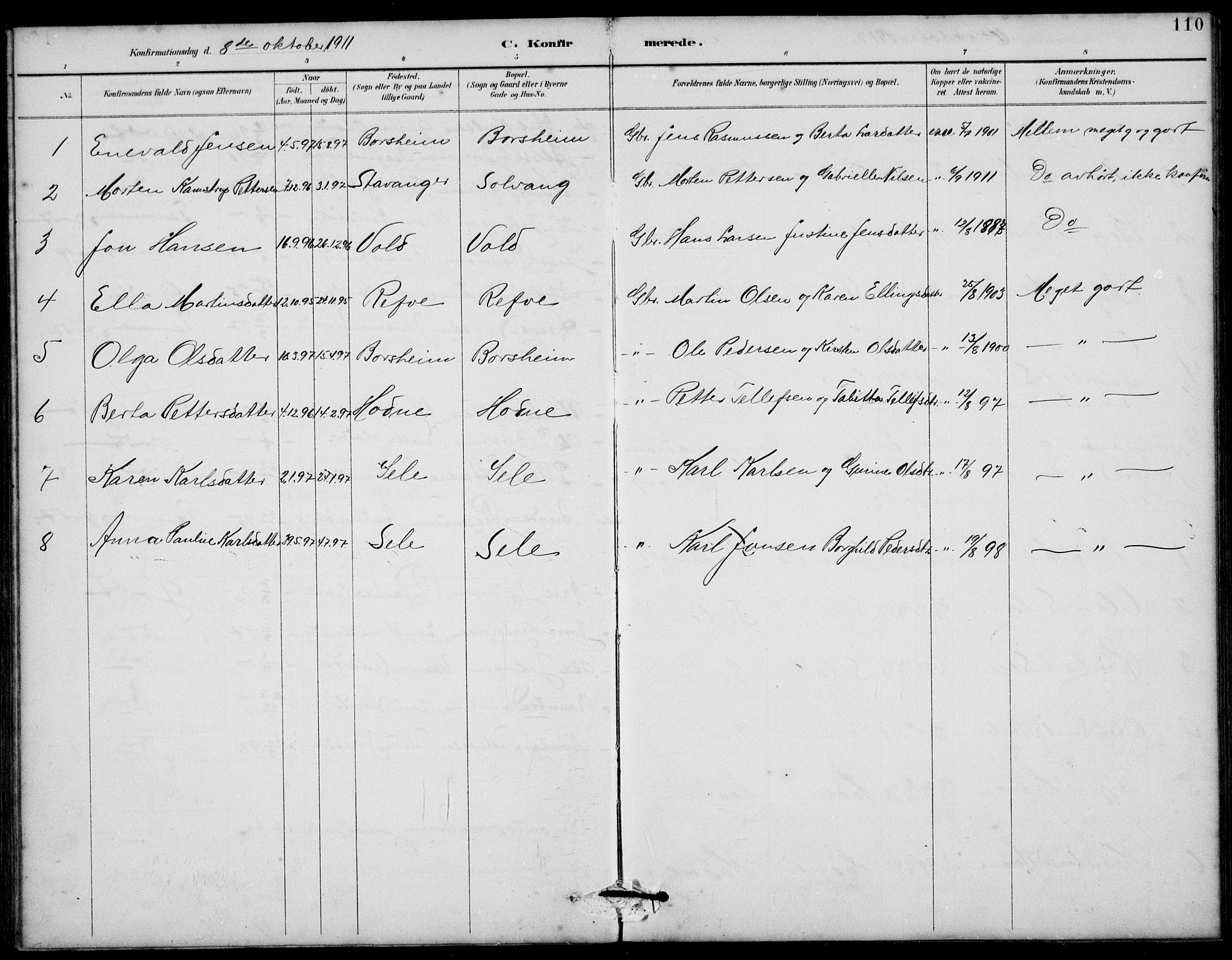 Klepp sokneprestkontor, AV/SAST-A-101803/001/3/30BB/L0006: Parish register (copy) no. B 6, 1889-1936, p. 110