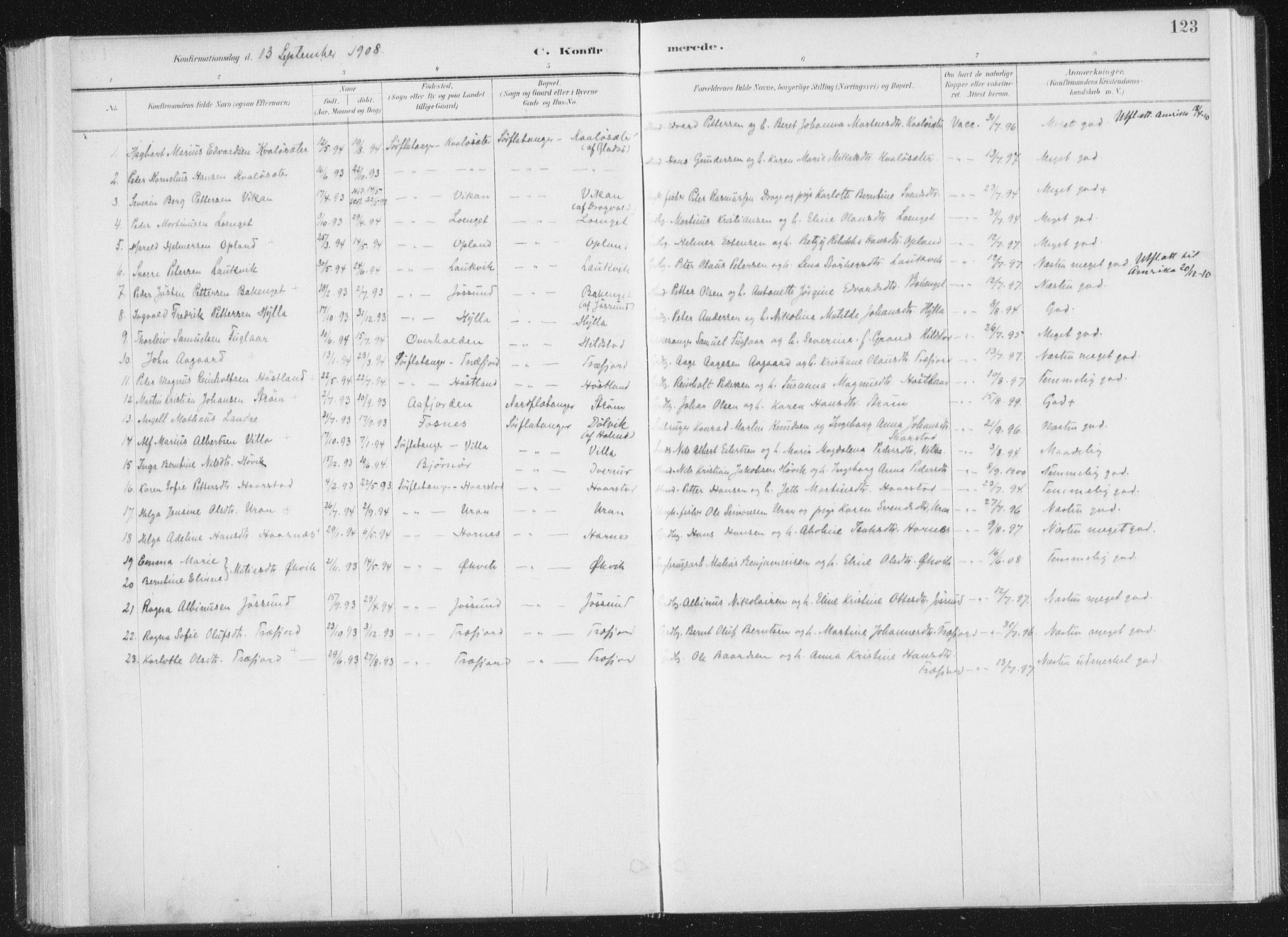Ministerialprotokoller, klokkerbøker og fødselsregistre - Nord-Trøndelag, SAT/A-1458/771/L0597: Parish register (official) no. 771A04, 1885-1910, p. 123
