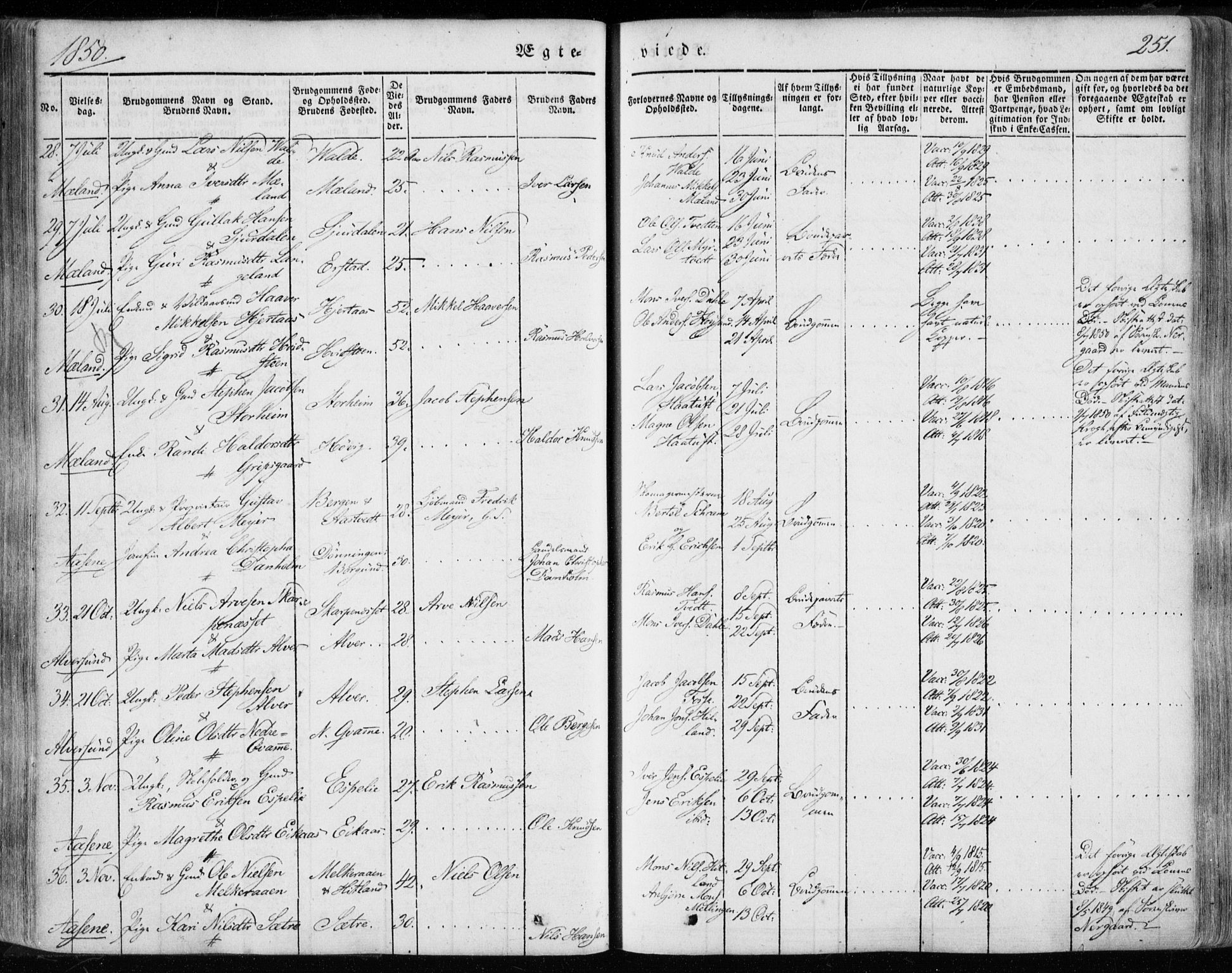 Hamre sokneprestembete, AV/SAB-A-75501/H/Ha/Haa/Haaa/L0013: Parish register (official) no. A 13, 1846-1857, p. 251