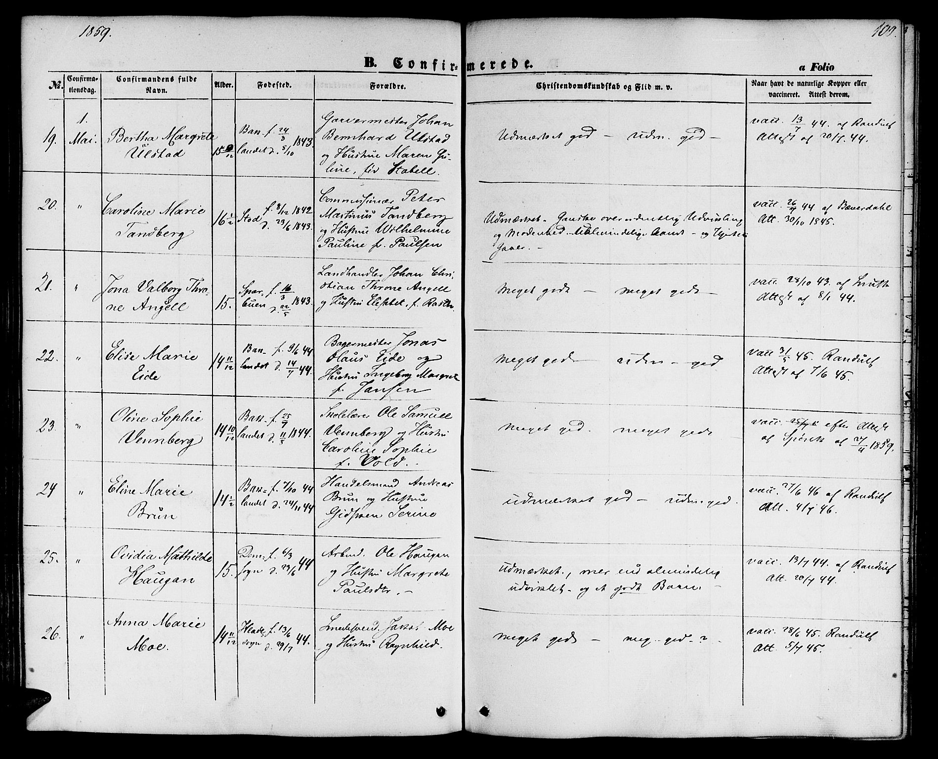 Ministerialprotokoller, klokkerbøker og fødselsregistre - Sør-Trøndelag, AV/SAT-A-1456/604/L0184: Parish register (official) no. 604A05, 1851-1860, p. 100