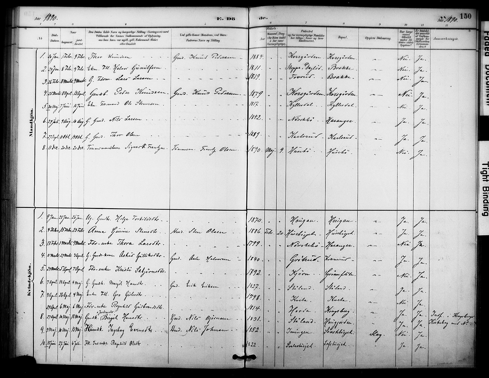 Nore kirkebøker, SAKO/A-238/F/Fc/L0004: Parish register (official) no. III 4, 1885-1898, p. 150