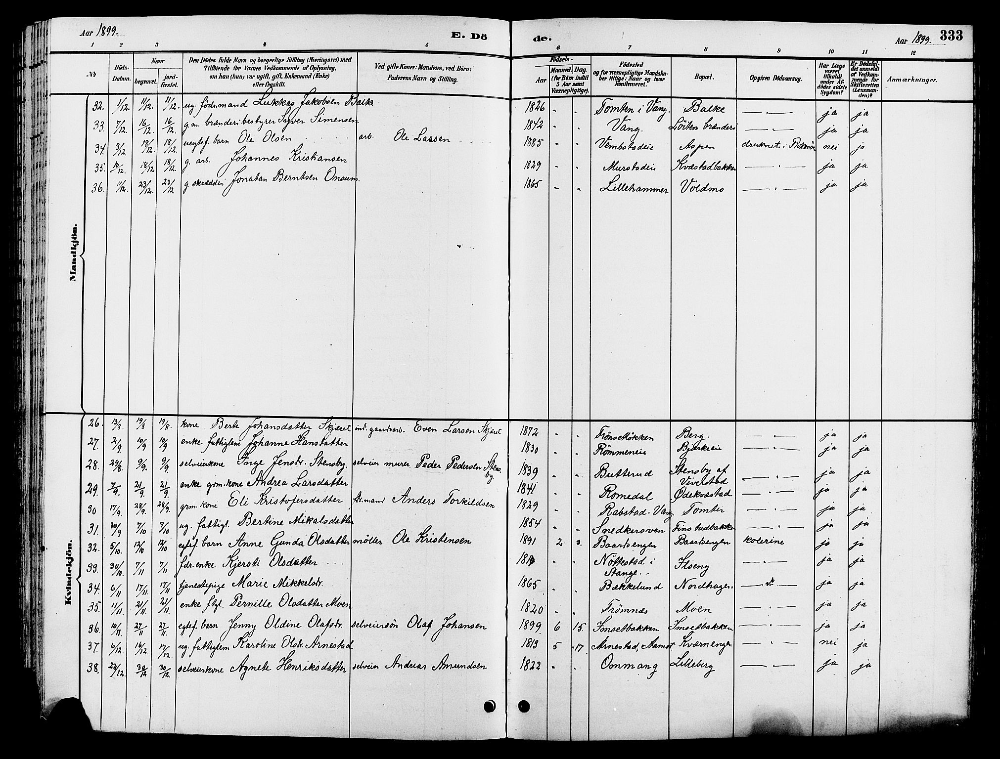Løten prestekontor, SAH/PREST-022/L/La/L0006: Parish register (copy) no. 6, 1892-1909, p. 333