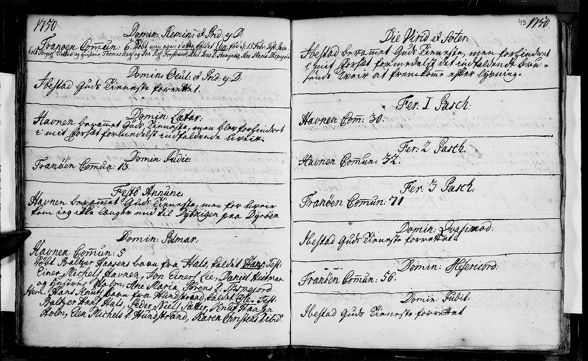 Ibestad sokneprestembete, SATØ/S-0077/H/Ha/Haa/L0001kirke: Parish register (official) no. 1, 1744-1757, p. 43