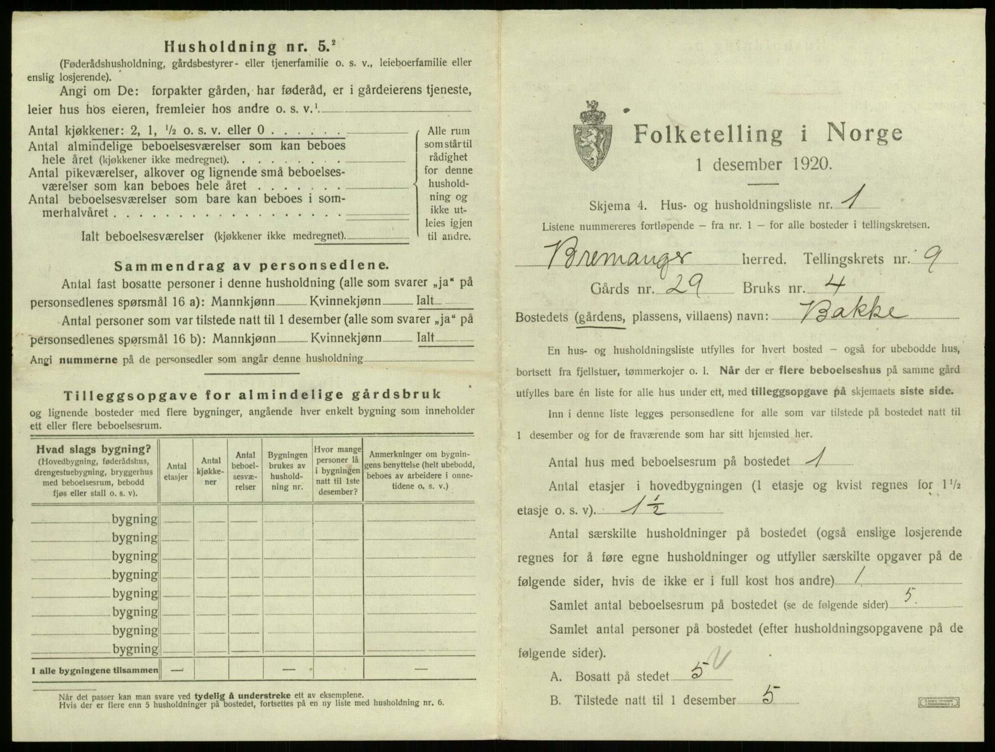 SAB, 1920 census for Bremanger, 1920, p. 673