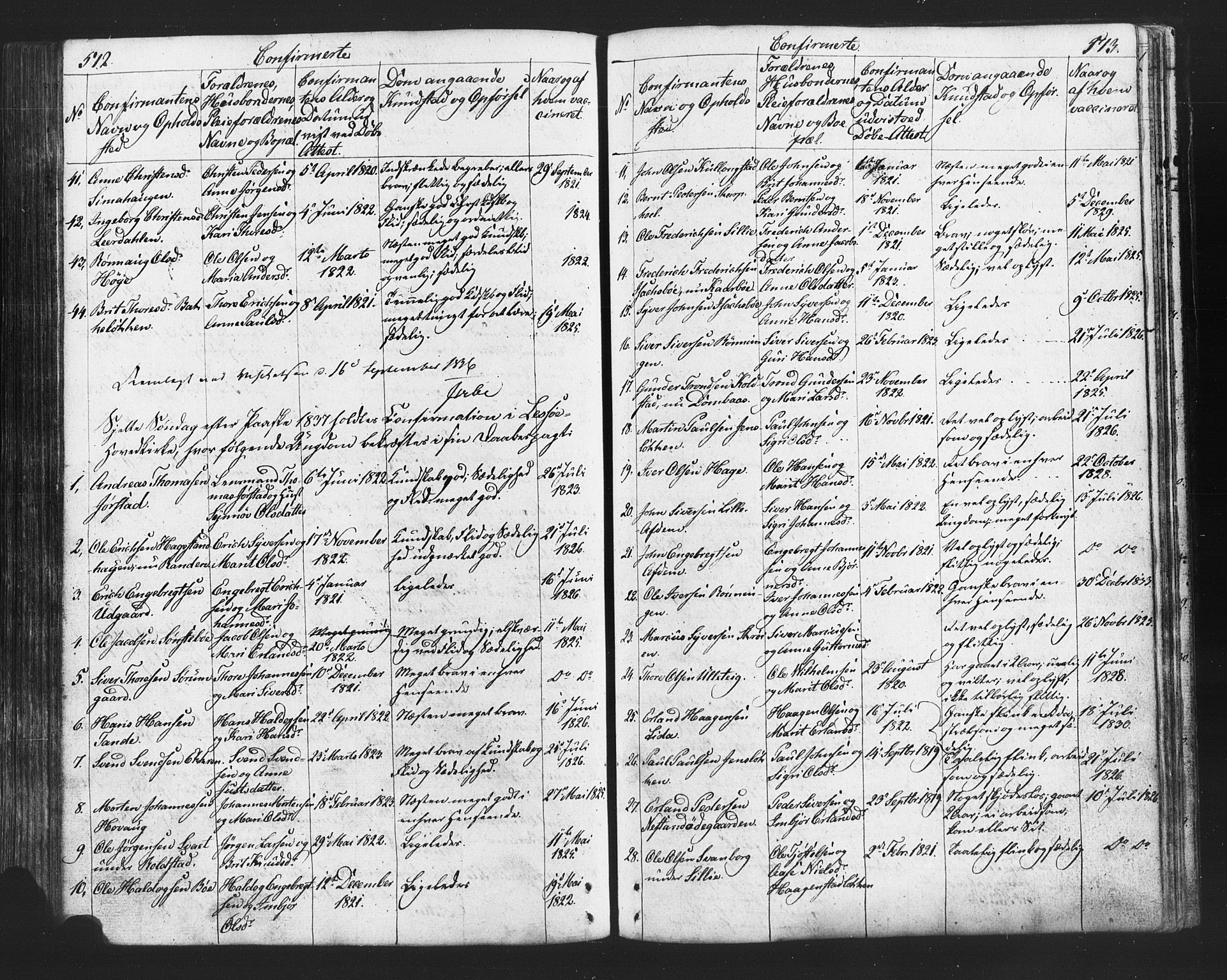 Lesja prestekontor, SAH/PREST-068/H/Ha/Hab/L0002: Parish register (copy) no. 2, 1832-1850, p. 512-513