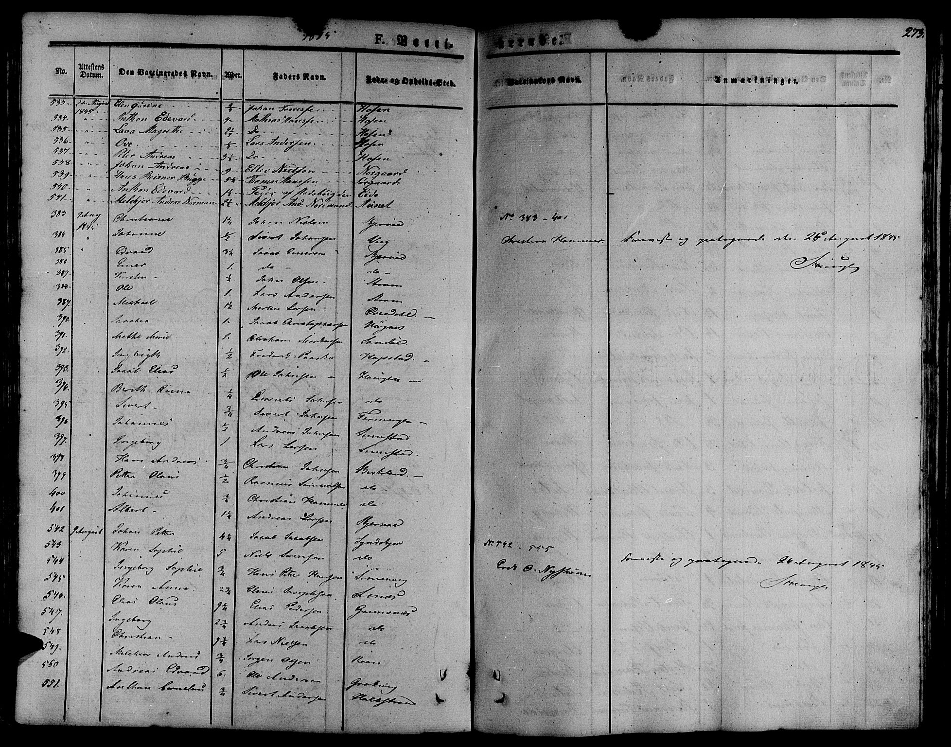 Ministerialprotokoller, klokkerbøker og fødselsregistre - Sør-Trøndelag, SAT/A-1456/657/L0703: Parish register (official) no. 657A04, 1831-1846, p. 273
