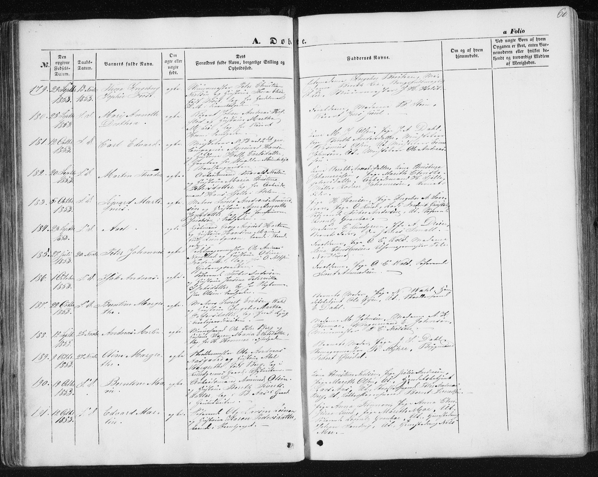 Ministerialprotokoller, klokkerbøker og fødselsregistre - Sør-Trøndelag, AV/SAT-A-1456/602/L0112: Parish register (official) no. 602A10, 1848-1859, p. 60