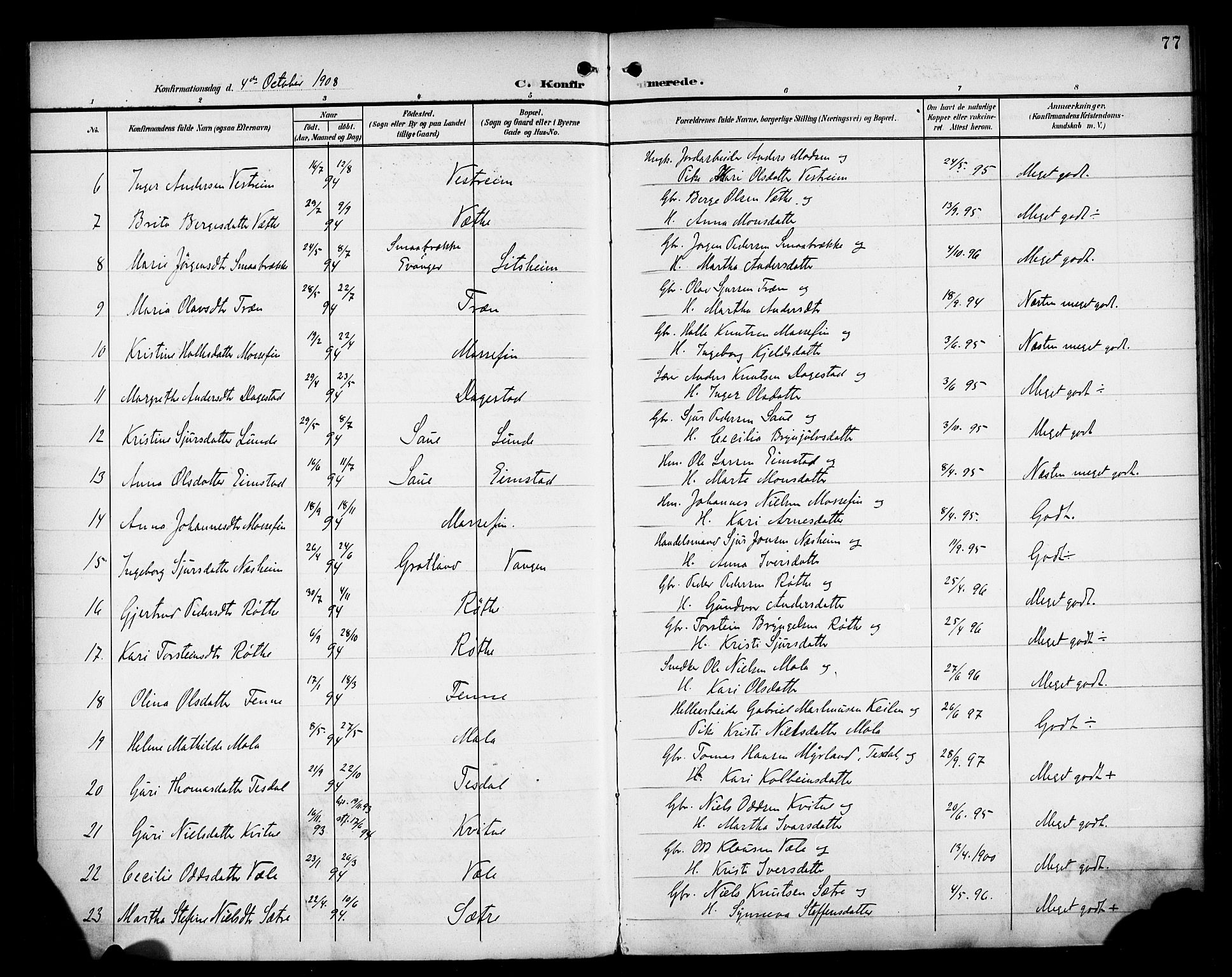 Voss sokneprestembete, AV/SAB-A-79001/H/Haa: Parish register (official) no. B 2, 1899-1922, p. 77