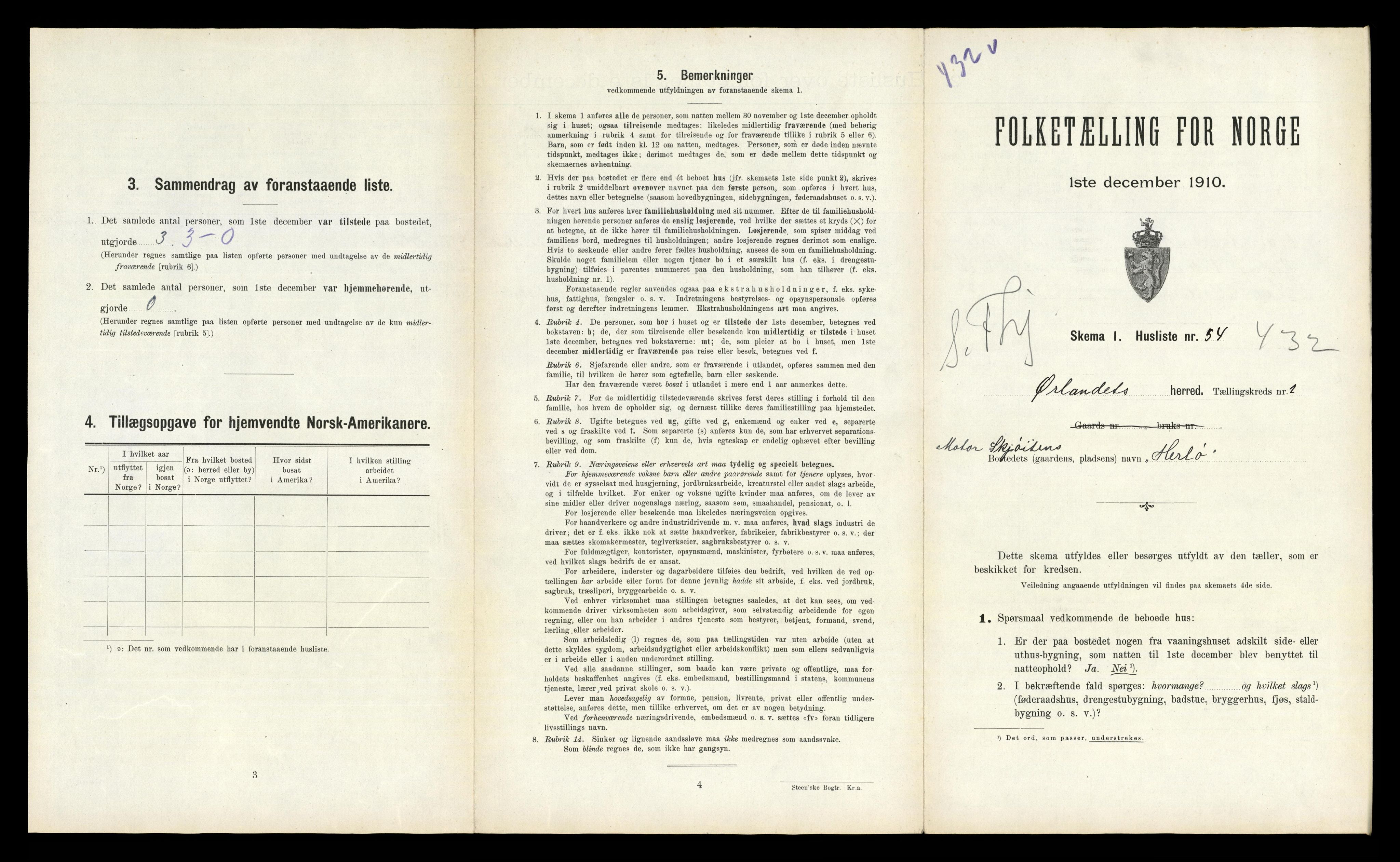 RA, 1910 census for Ørland, 1910, p. 171