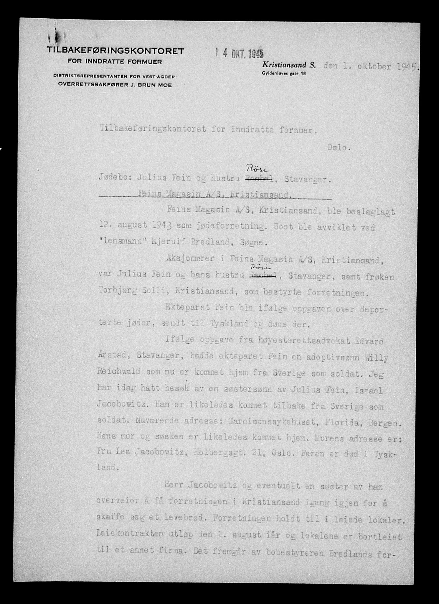 Justisdepartementet, Tilbakeføringskontoret for inndratte formuer, AV/RA-S-1564/H/Hc/Hcd/L0995: --, 1945-1947, p. 331