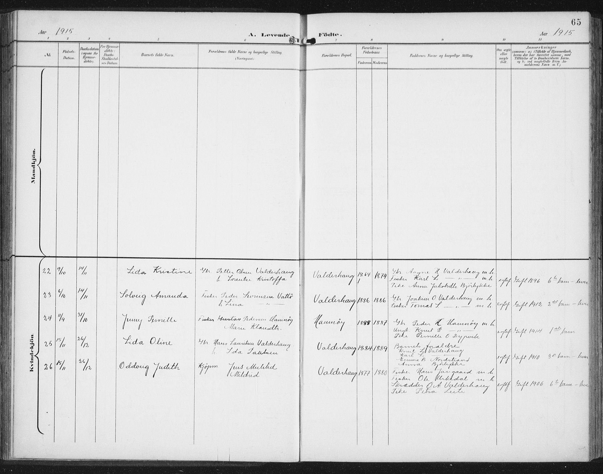 Ministerialprotokoller, klokkerbøker og fødselsregistre - Møre og Romsdal, AV/SAT-A-1454/534/L0489: Parish register (copy) no. 534C01, 1899-1941, p. 65