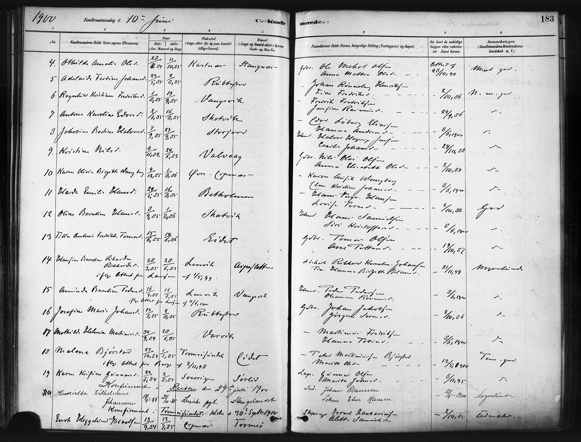 Tranøy sokneprestkontor, SATØ/S-1313/I/Ia/Iaa/L0009kirke: Parish register (official) no. 9, 1878-1904, p. 183