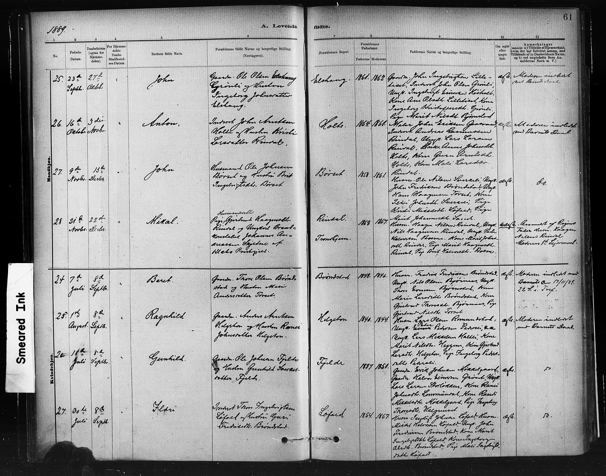 Ministerialprotokoller, klokkerbøker og fødselsregistre - Møre og Romsdal, AV/SAT-A-1454/598/L1069: Parish register (official) no. 598A03, 1882-1895, p. 61