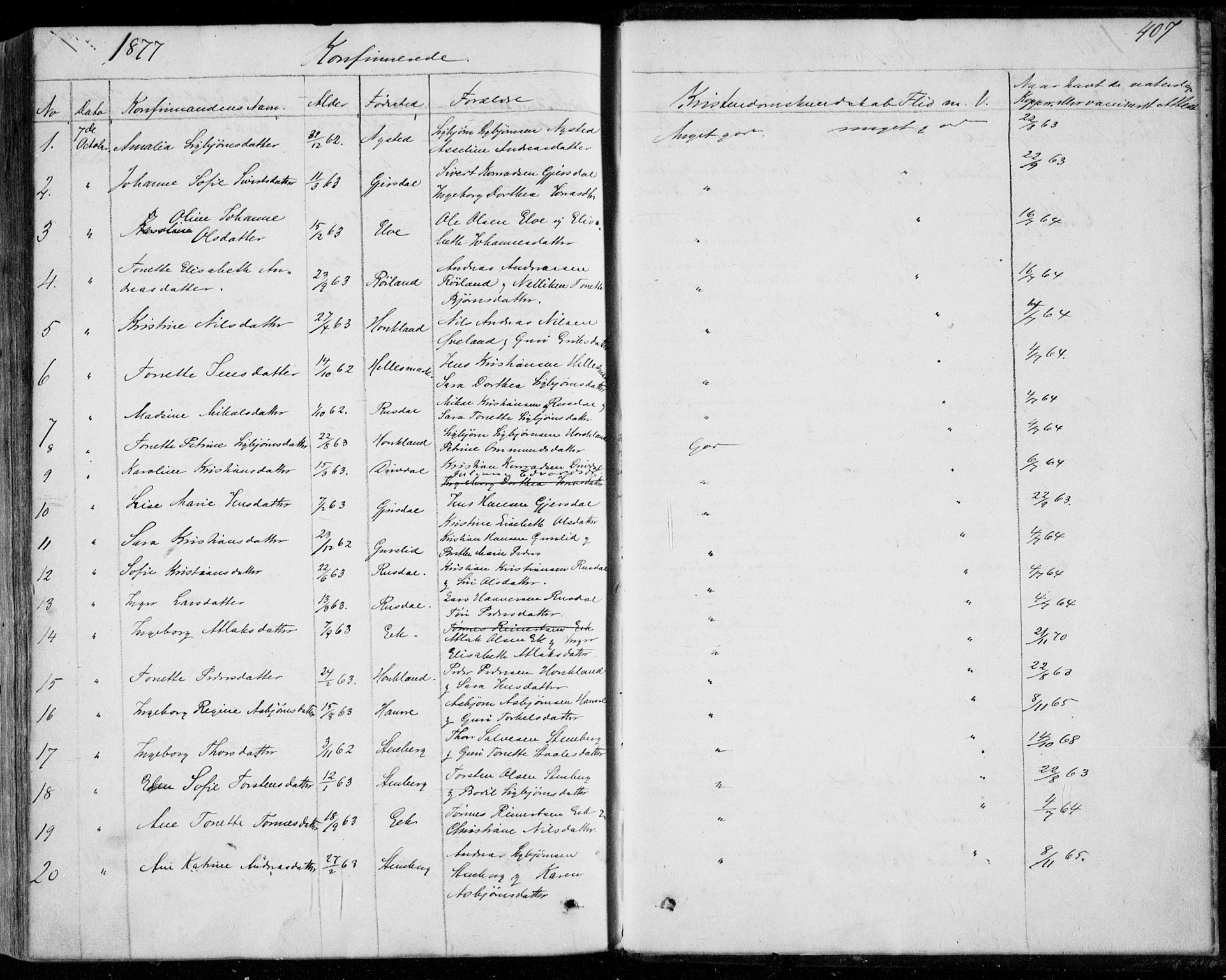 Lund sokneprestkontor, AV/SAST-A-101809/S06/L0009: Parish register (official) no. A 8, 1853-1877, p. 407