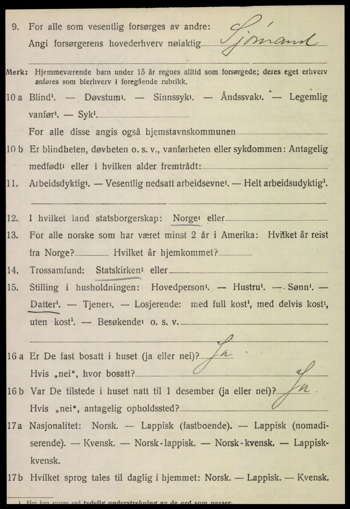 SAT, 1920 census for Vik, 1920, p. 2932