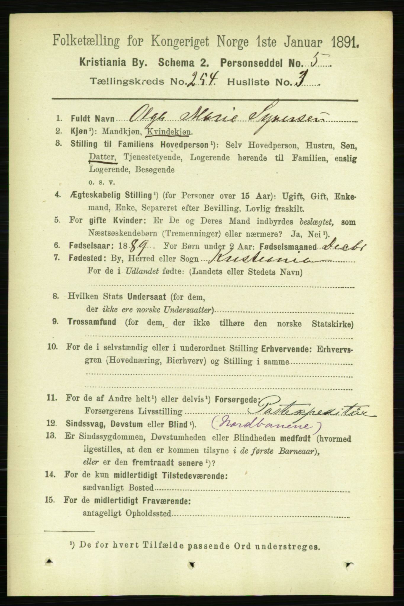 RA, 1891 census for 0301 Kristiania, 1891, p. 154525