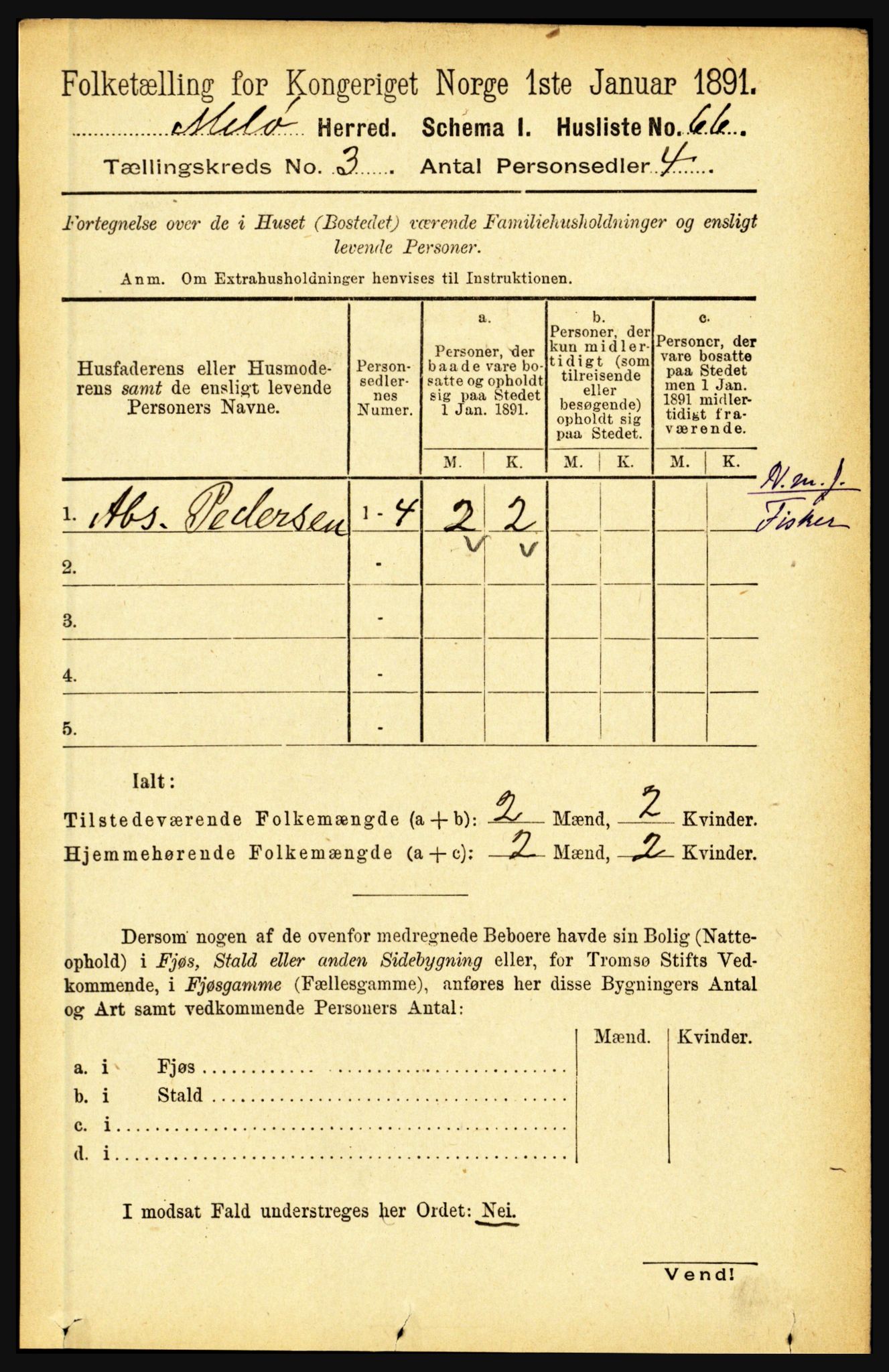 RA, 1891 census for 1837 Meløy, 1891, p. 911