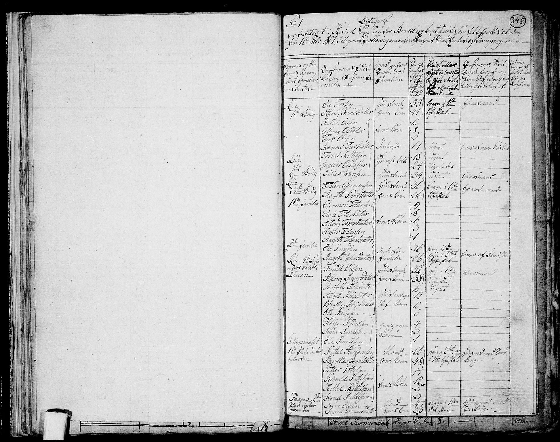 RA, 1801 census for 0826P Tinn, 1801, p. 344b-345a