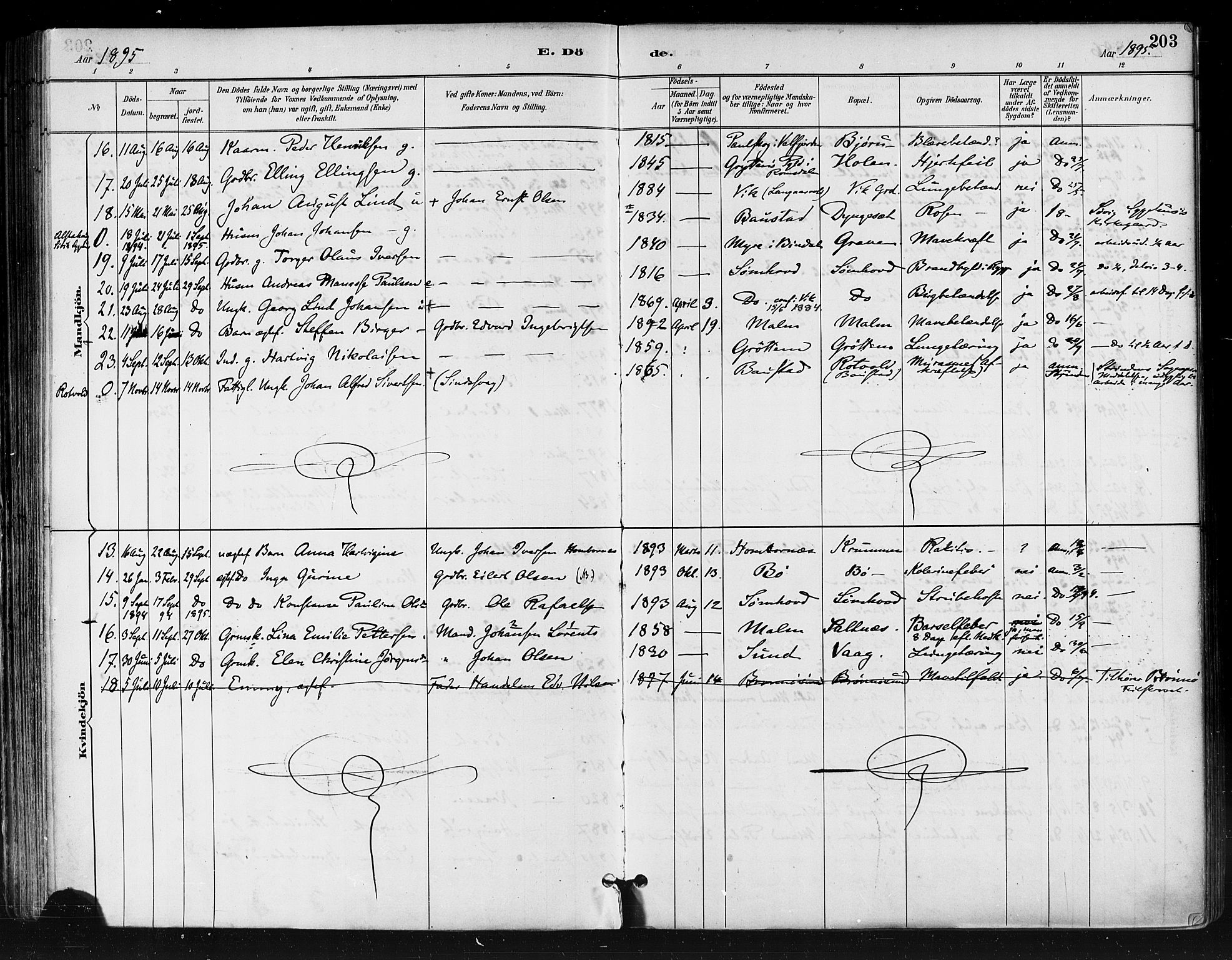 Ministerialprotokoller, klokkerbøker og fødselsregistre - Nordland, AV/SAT-A-1459/812/L0178: Parish register (official) no. 812A07, 1886-1900, p. 203