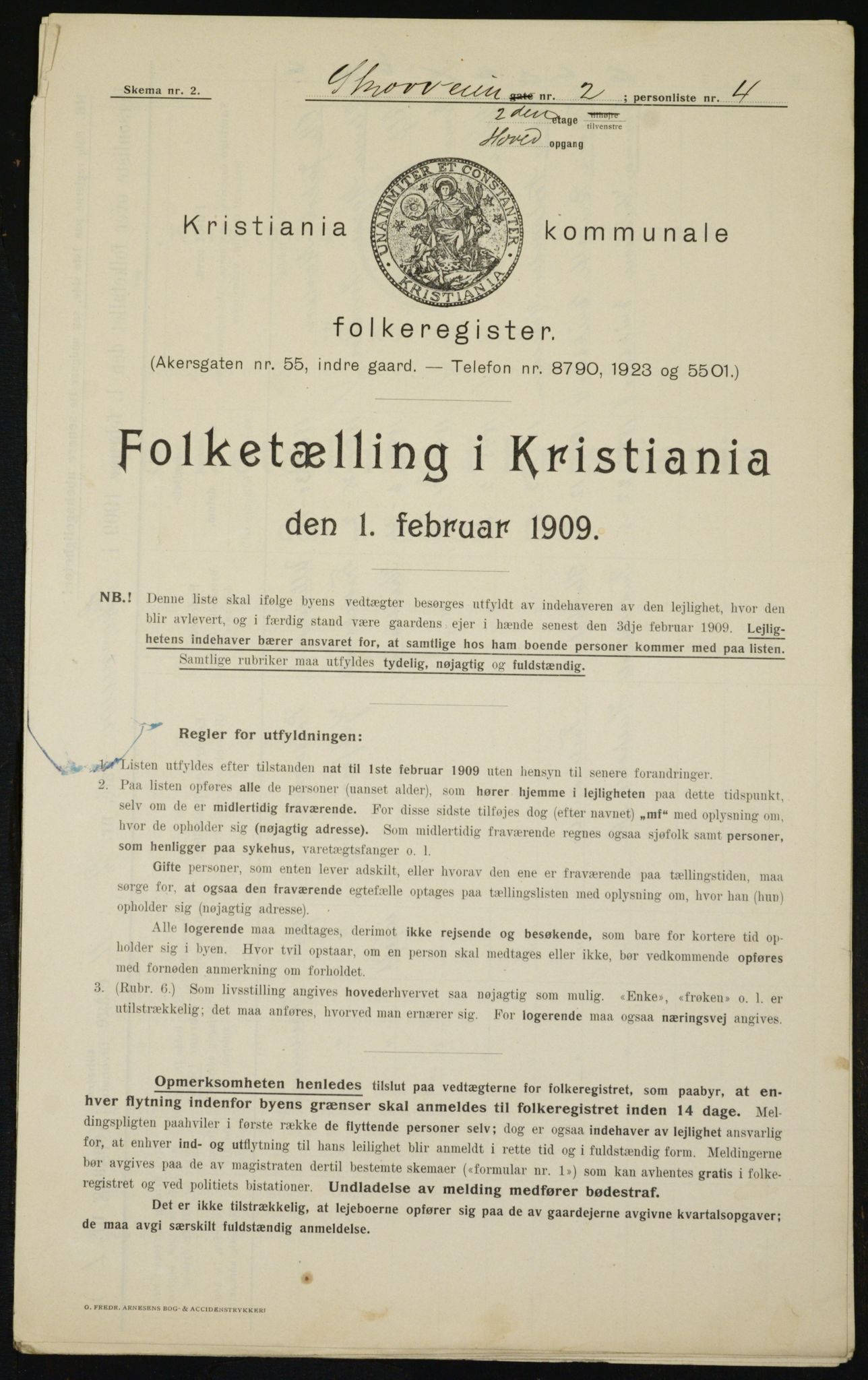 OBA, Municipal Census 1909 for Kristiania, 1909, p. 87414