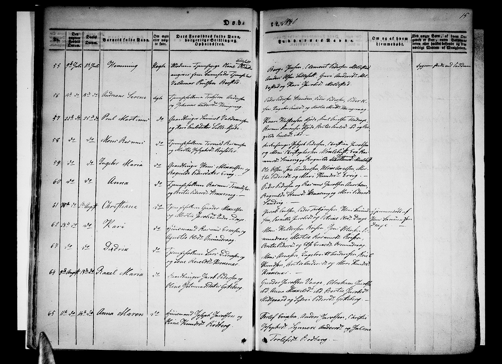 Selje sokneprestembete, SAB/A-99938/H/Ha/Haa/Haaa: Parish register (official) no. A 9, 1829-1844, p. 15