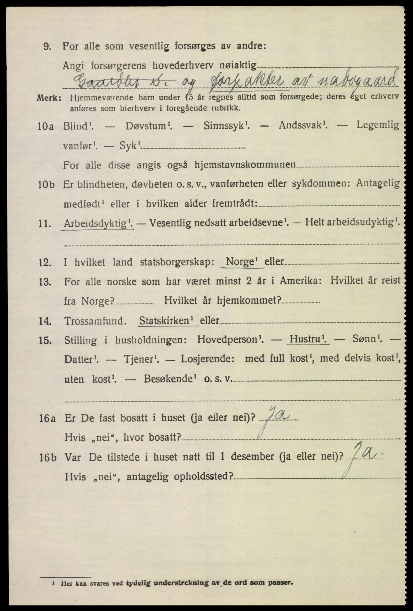 SAK, 1920 census for Lyngdal, 1920, p. 2396