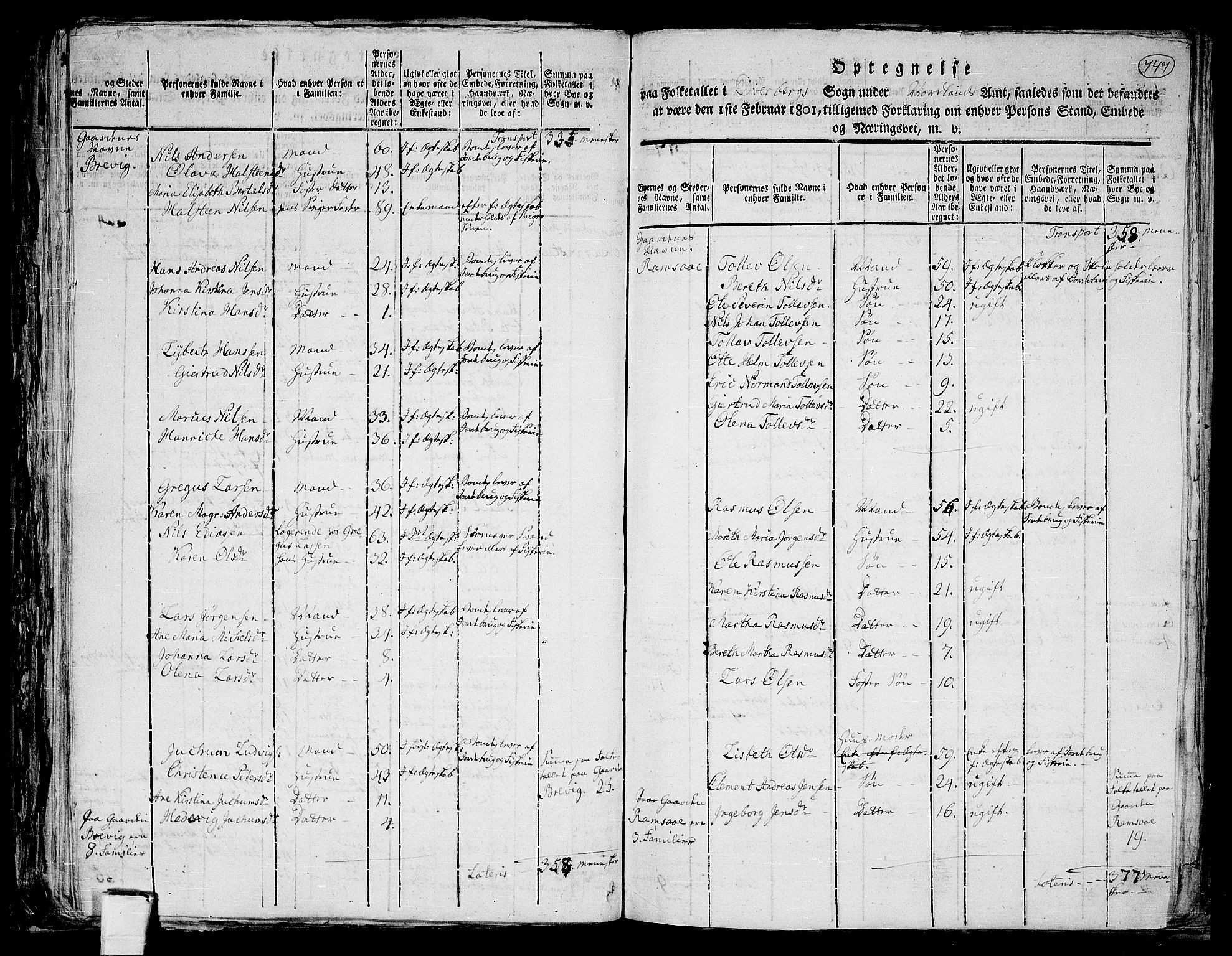 RA, 1801 census for 1872P Dverberg, 1801, p. 746b-747a