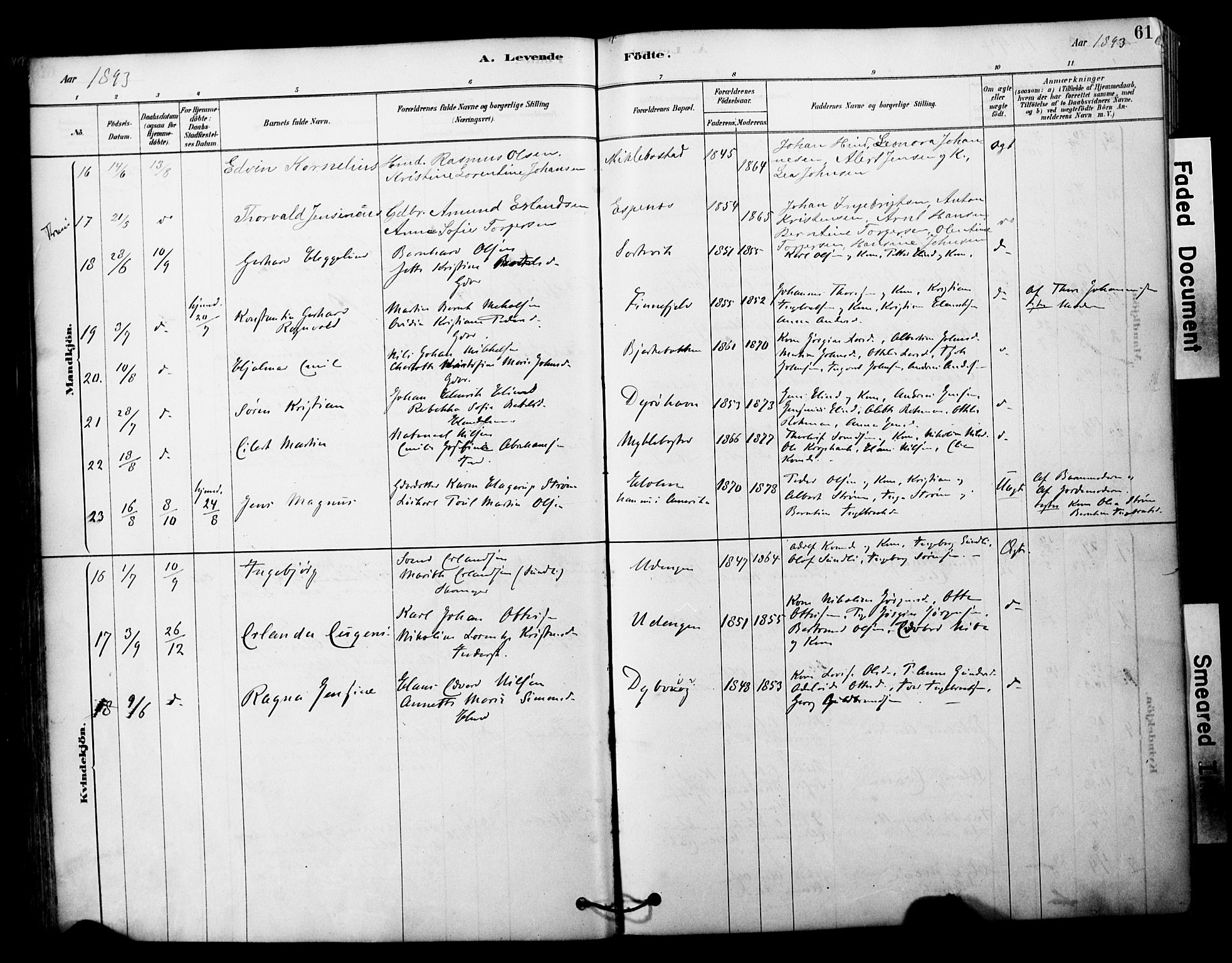 Tranøy sokneprestkontor, SATØ/S-1313/I/Ia/Iaa/L0011kirke: Parish register (official) no. 11, 1878-1904, p. 61