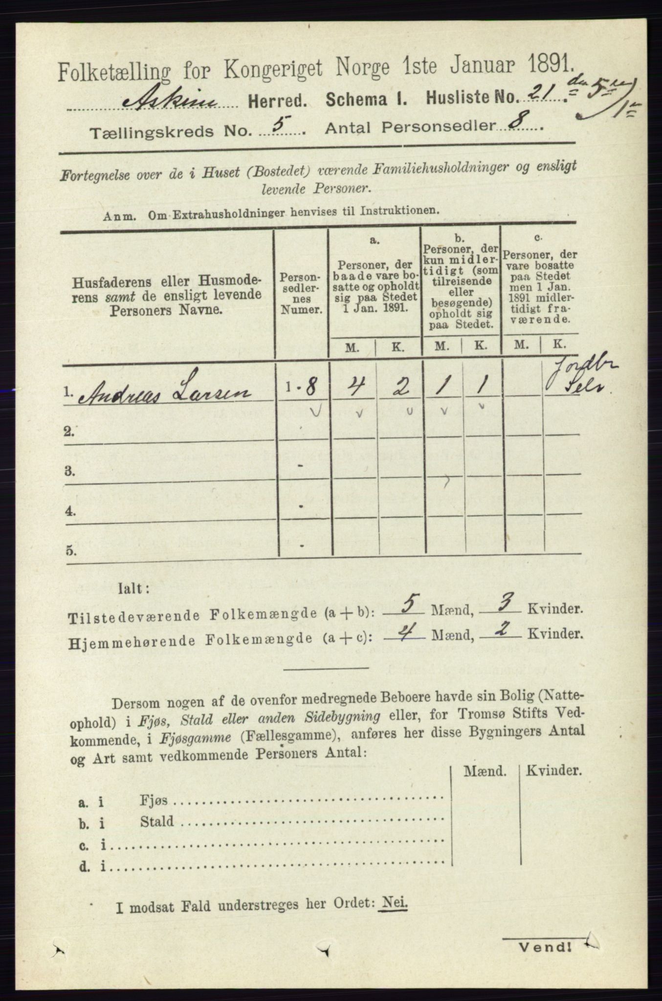 RA, 1891 census for 0124 Askim, 1891, p. 594