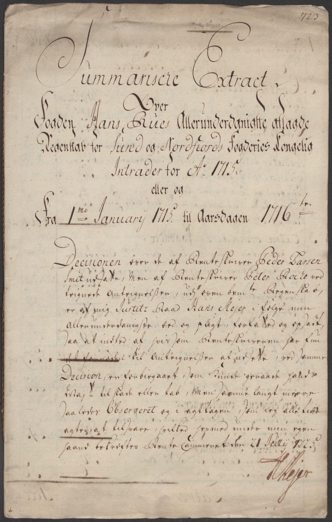 Rentekammeret inntil 1814, Reviderte regnskaper, Fogderegnskap, RA/EA-4092/R53/L3439: Fogderegnskap Sunn- og Nordfjord, 1715, p. 31