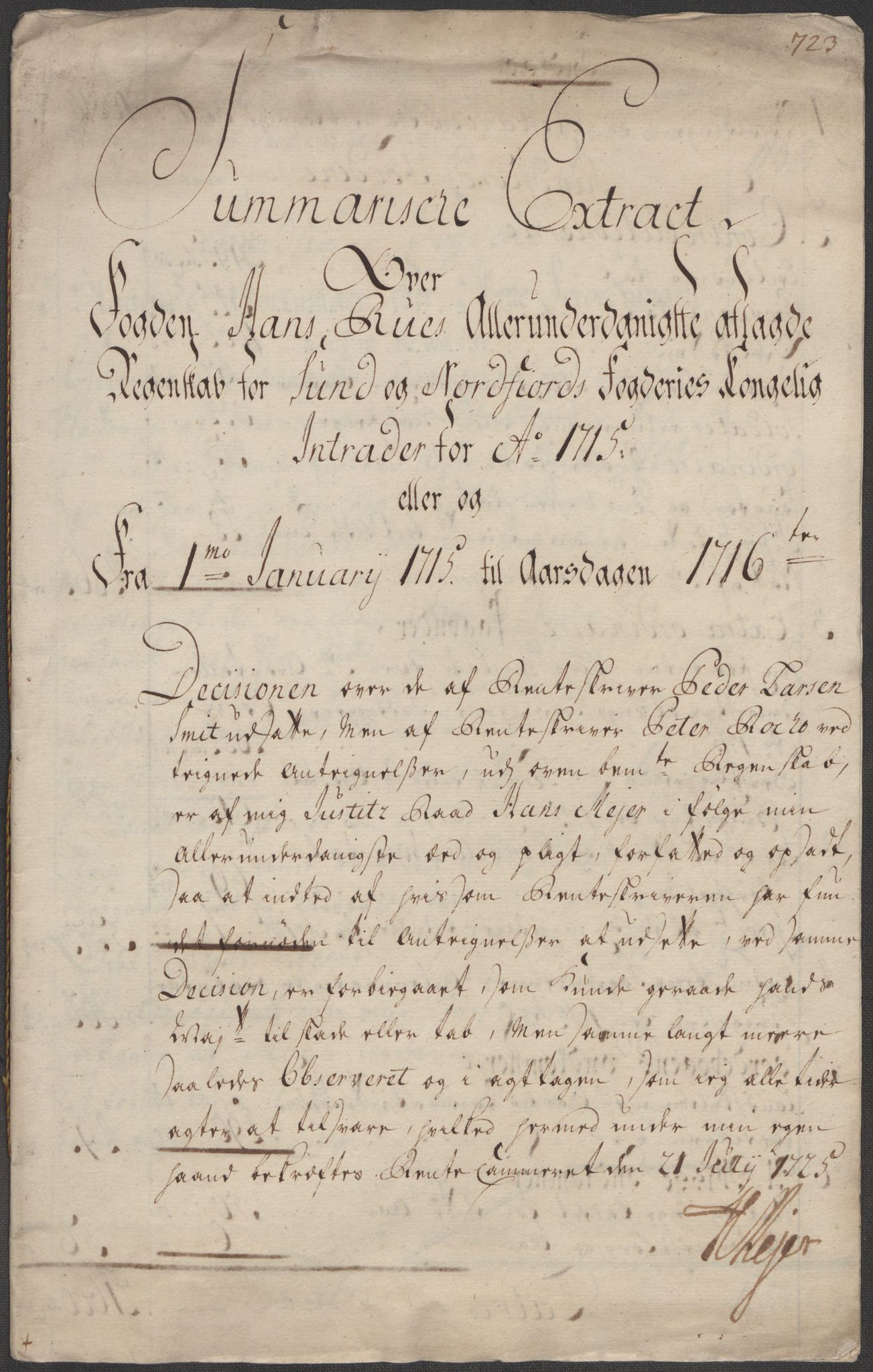 Rentekammeret inntil 1814, Reviderte regnskaper, Fogderegnskap, AV/RA-EA-4092/R53/L3439: Fogderegnskap Sunn- og Nordfjord, 1715, p. 31
