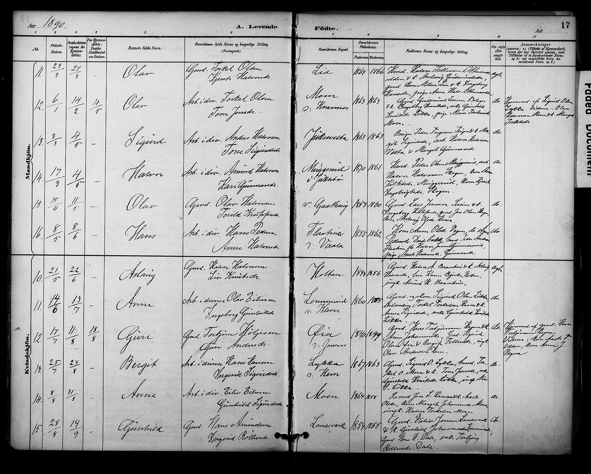 Sauherad kirkebøker, AV/SAKO-A-298/F/Fa/L0009: Parish register (official) no. I 9, 1887-1912, p. 17