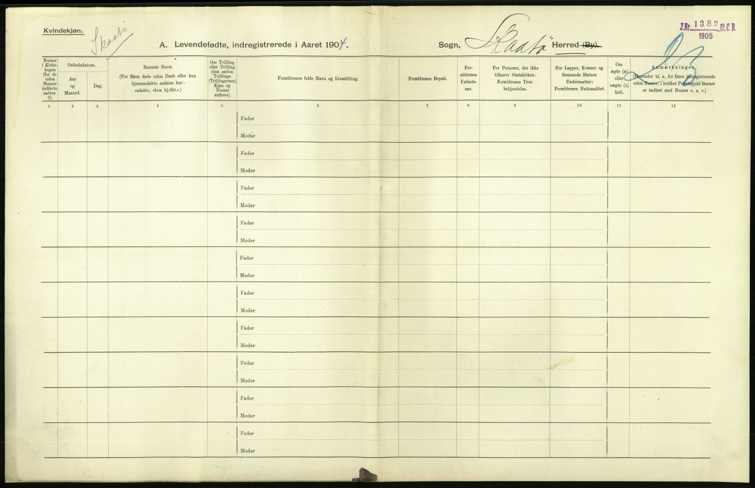 Statistisk sentralbyrå, Sosiodemografiske emner, Befolkning, AV/RA-S-2228/D/Df/Dfa/Dfab/L0009: Bratsberg amt: Fødte, gifte, døde, 1904, p. 42