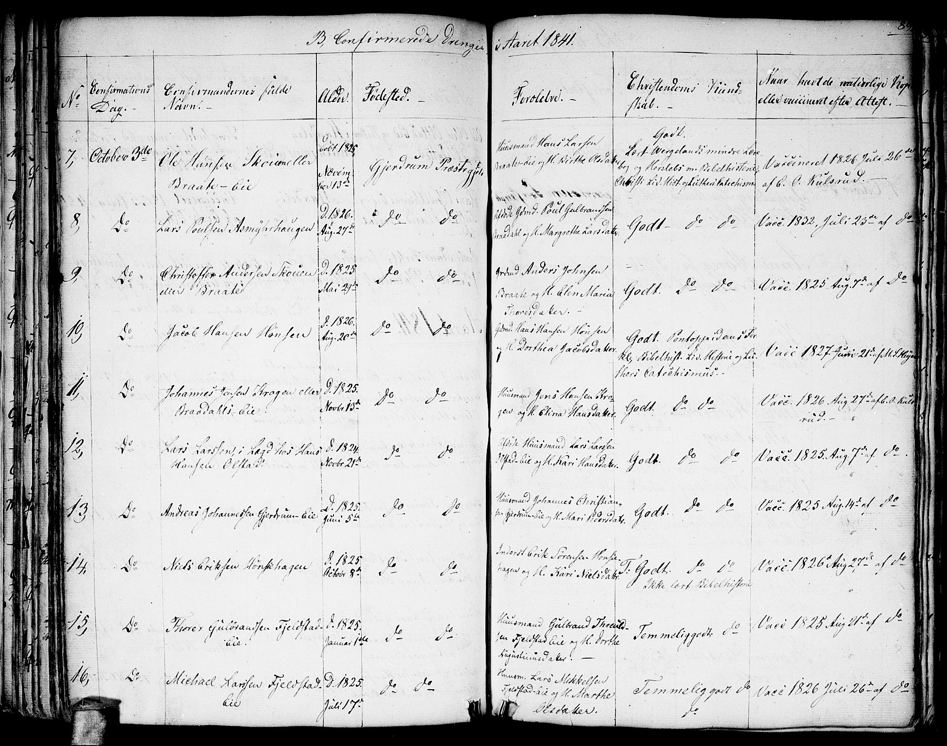 Gjerdrum prestekontor Kirkebøker, SAO/A-10412b/G/Ga/L0002: Parish register (copy) no. I 2, 1836-1850, p. 89