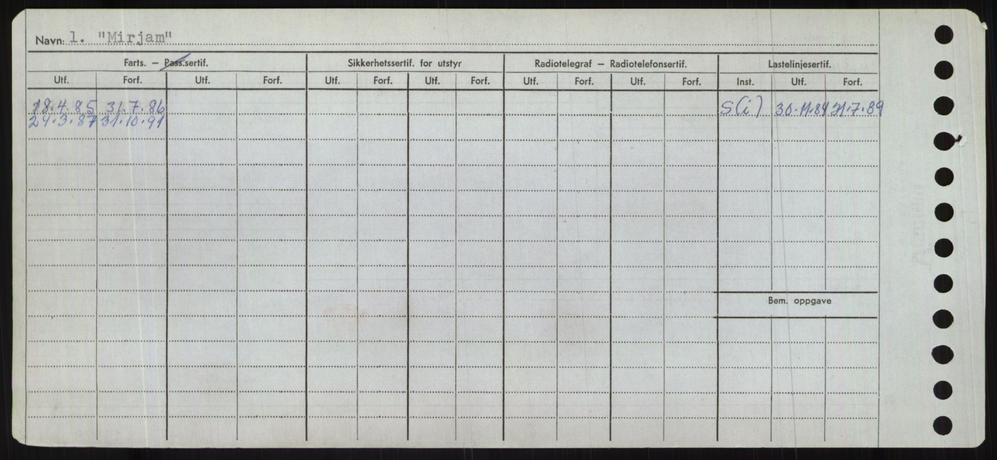 Sjøfartsdirektoratet med forløpere, Skipsmålingen, RA/S-1627/H/Hc/L0001: Lektere, A-Y, p. 304