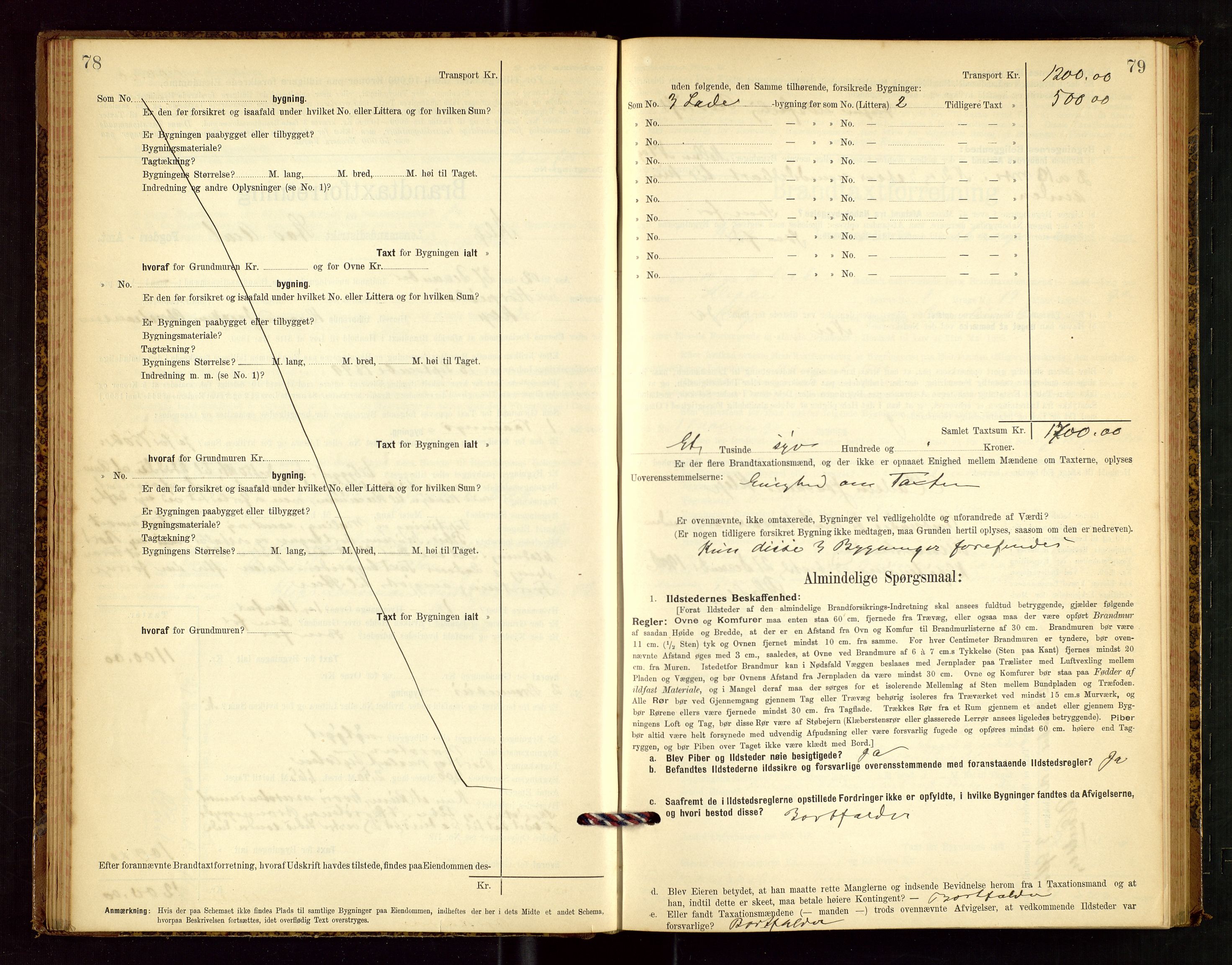 Klepp lensmannskontor, AV/SAST-A-100163/Goc/L0003: "Brandtaxationsprotokol" m/register, 1902-1907, p. 78-79