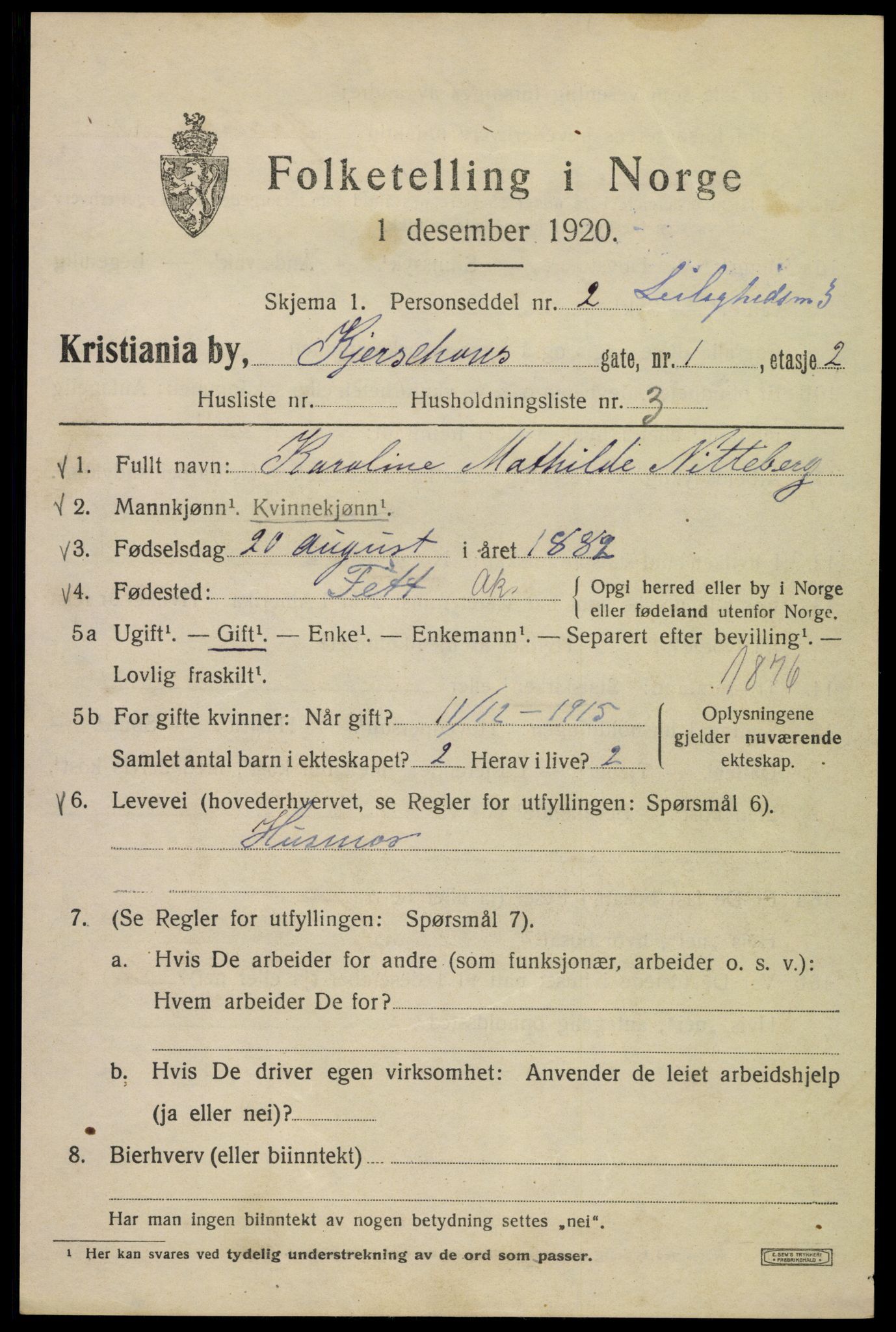 SAO, 1920 census for Kristiania, 1920, p. 340403