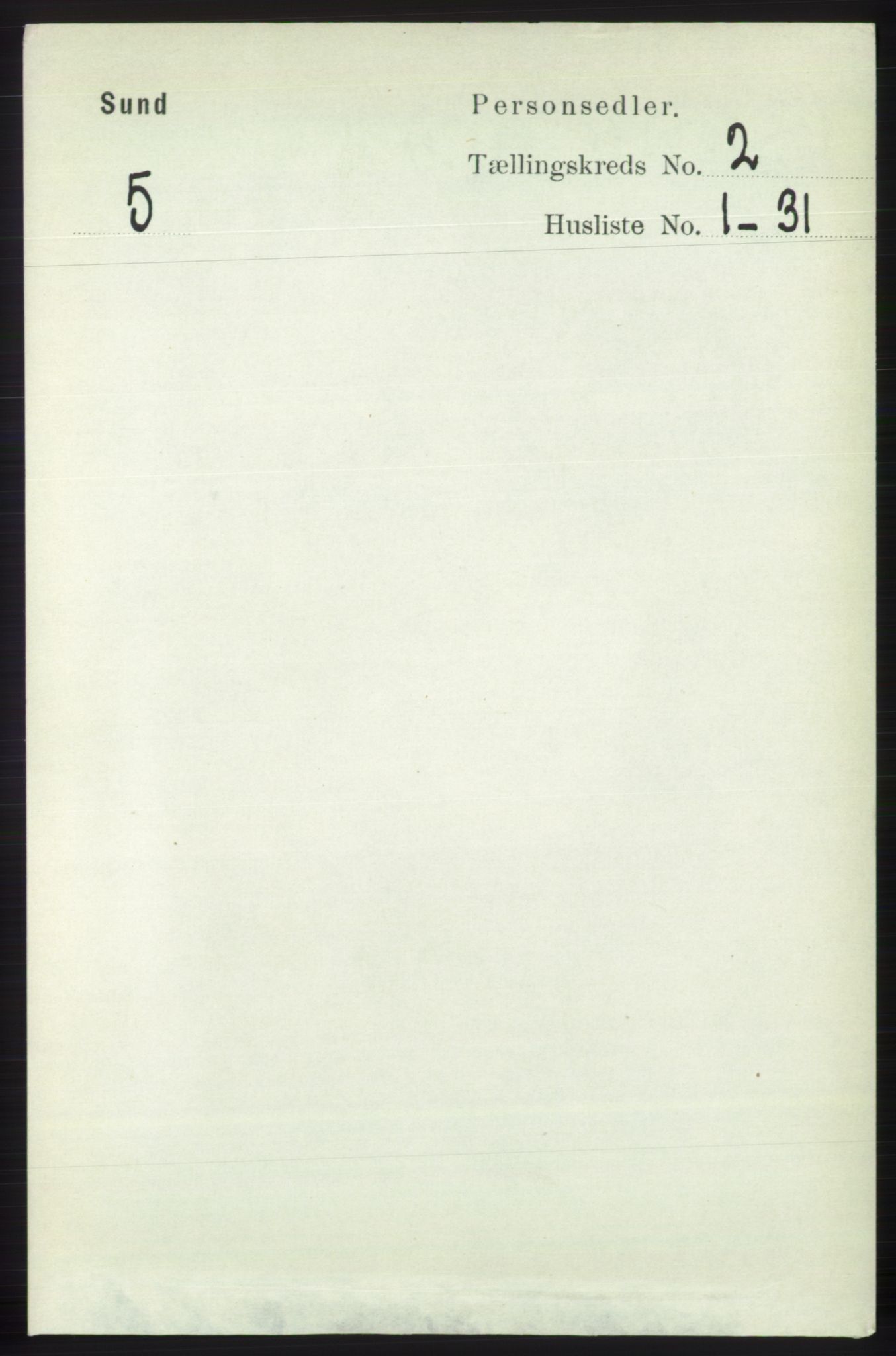 RA, 1891 census for 1245 Sund, 1891, p. 591