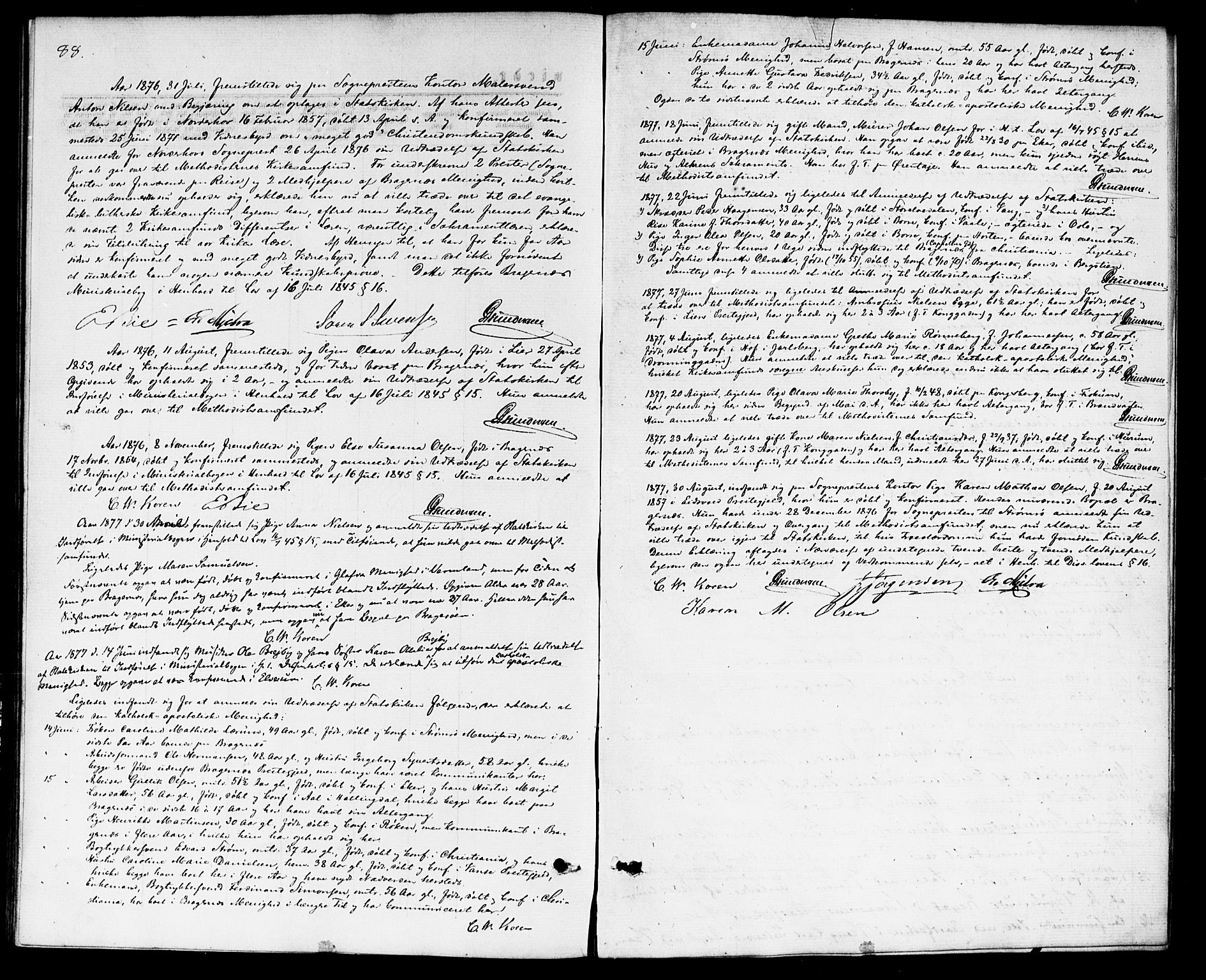Bragernes kirkebøker, SAKO/A-6/F/Fc/L0004: Parish register (official) no. III 4, 1875-1877, p. 88