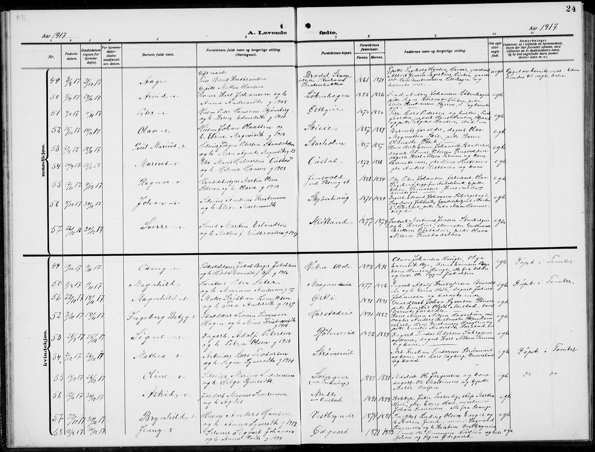 Romedal prestekontor, SAH/PREST-004/L/L0014: Parish register (copy) no. 14, 1915-1939, p. 24