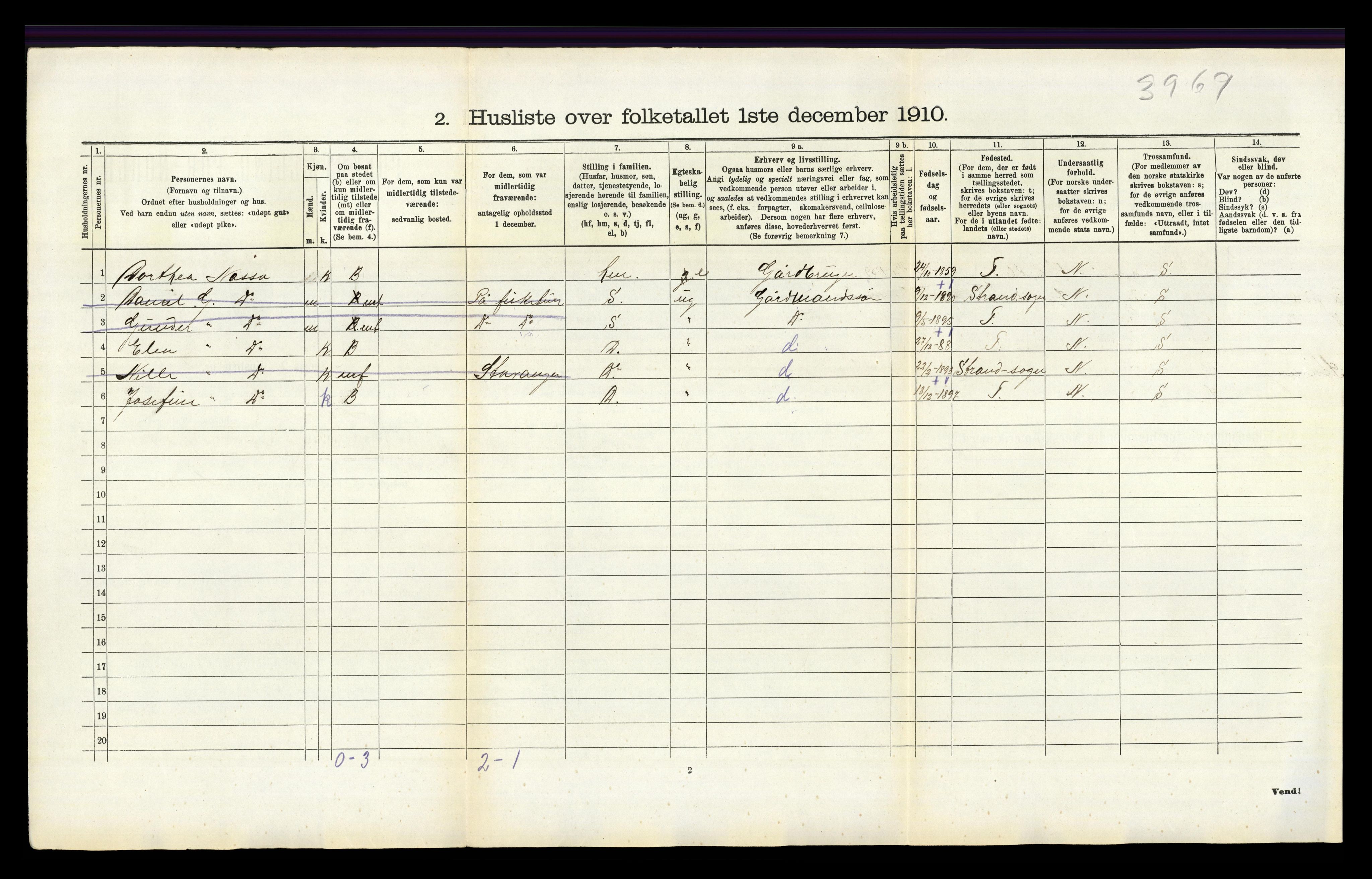 RA, 1910 census for Årdal, 1910, p. 290