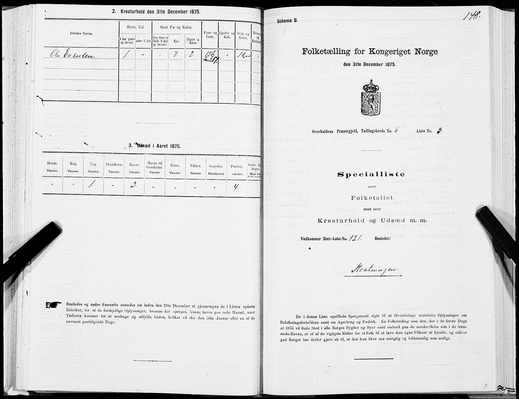 SAT, 1875 census for 1744P Overhalla, 1875, p. 3148