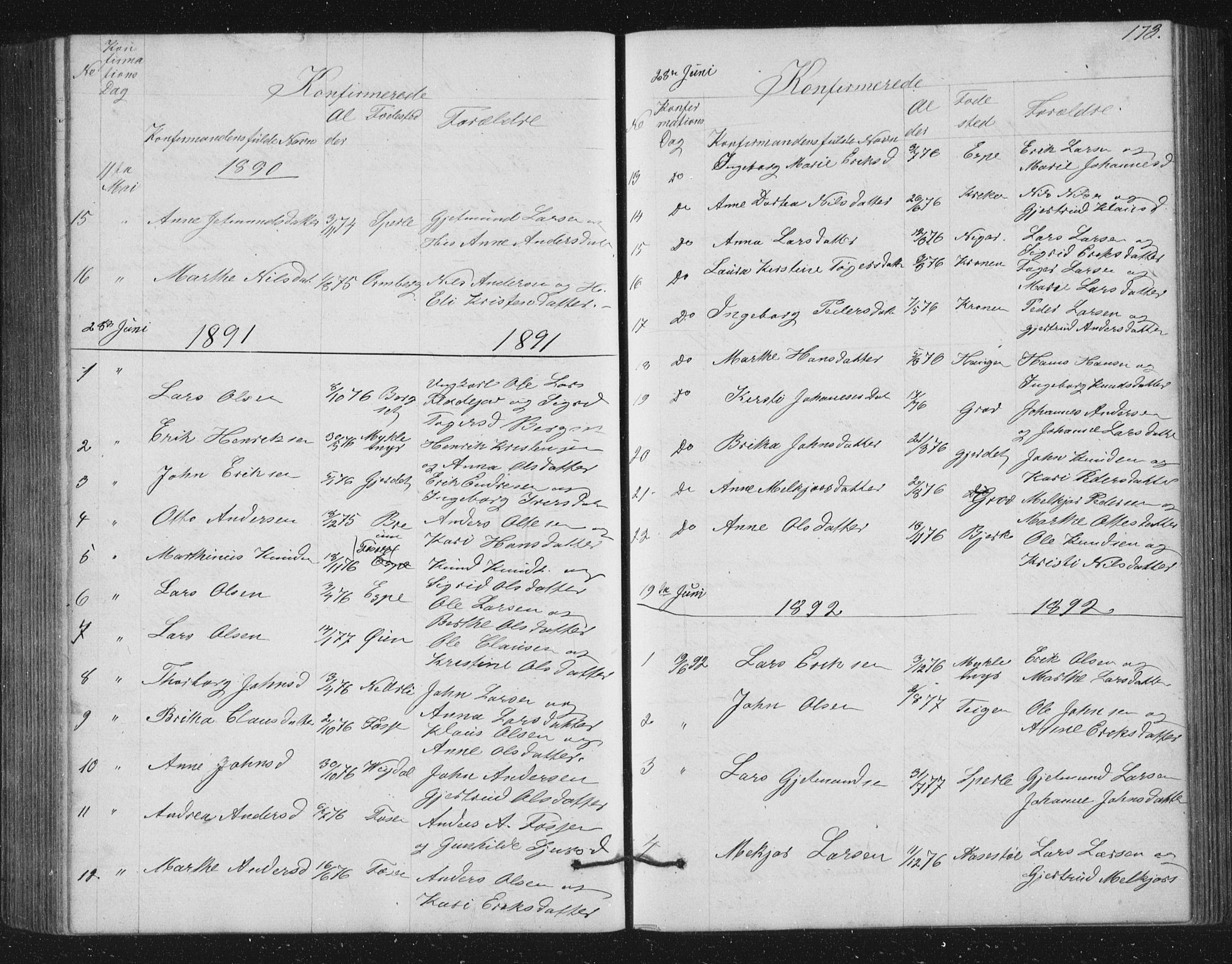 Jostedal sokneprestembete, SAB/A-80601/H/Hab/Haba/L0001: Parish register (copy) no. A 1, 1861-1906, p. 173