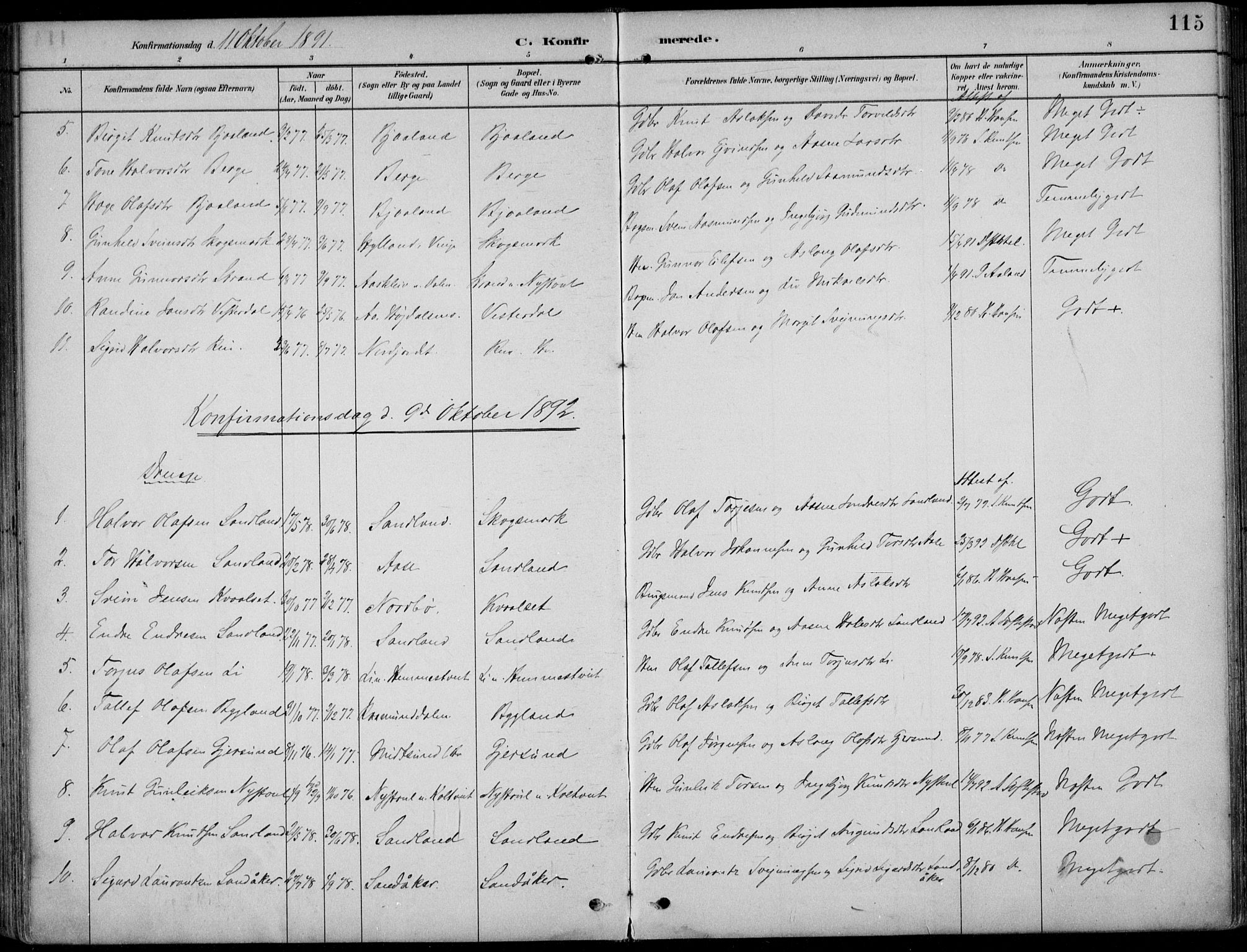 Kviteseid kirkebøker, SAKO/A-276/F/Fb/L0002: Parish register (official) no. II 2, 1882-1916, p. 115