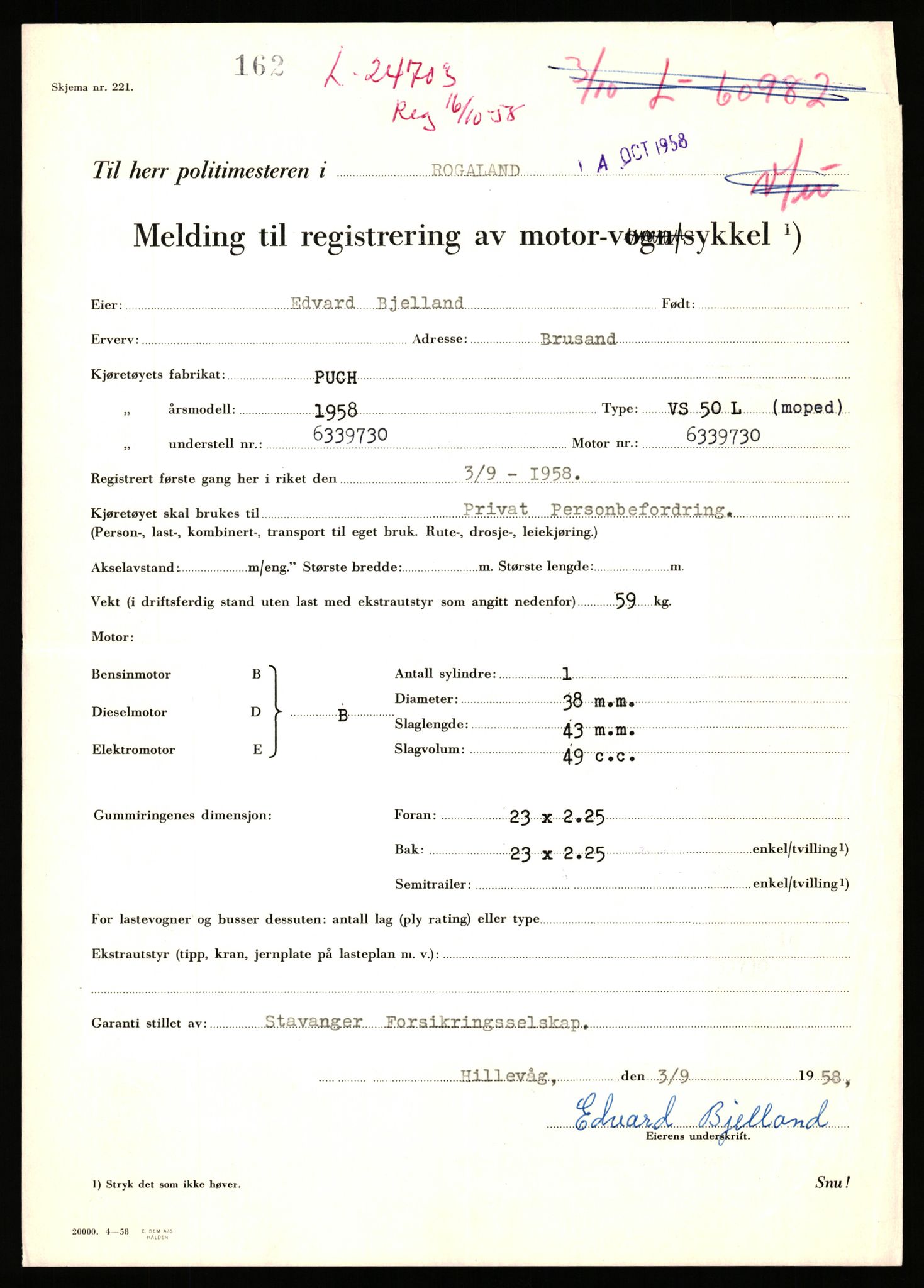 Stavanger trafikkstasjon, AV/SAST-A-101942/0/F/L0042: L-24600 - L-25233, 1930-1971, p. 407