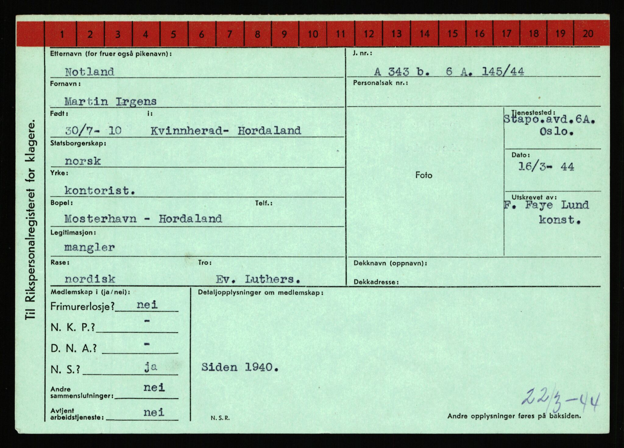 Statspolitiet - Hovedkontoret / Osloavdelingen, AV/RA-S-1329/C/Ca/L0011: Molberg - Nøstvold, 1943-1945, p. 4394