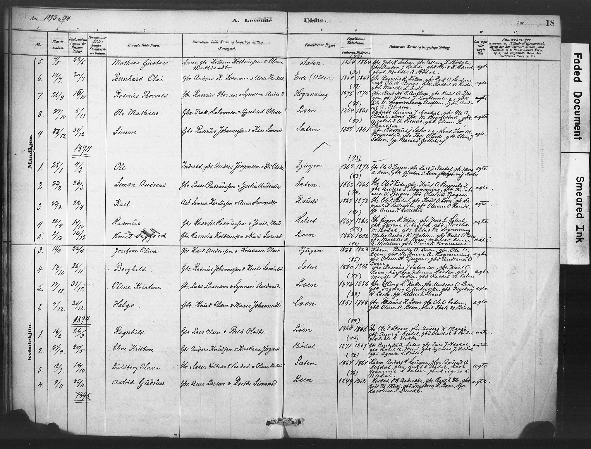 Stryn Sokneprestembete, AV/SAB-A-82501: Parish register (official) no. C 1, 1878-1907, p. 18