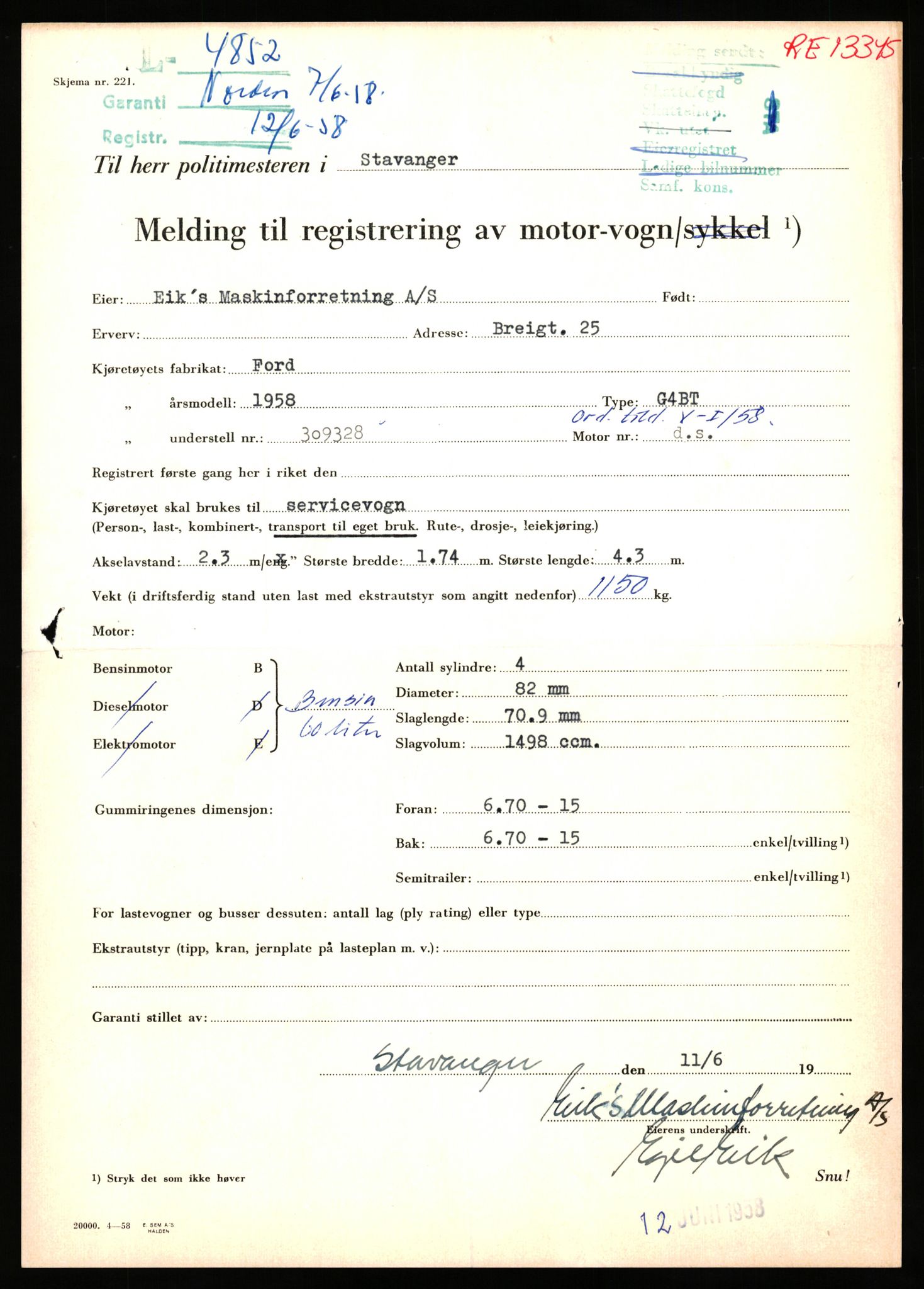 Stavanger trafikkstasjon, SAST/A-101942/0/F/L0013: L-4700 - L-5079, 1930-1971, p. 697